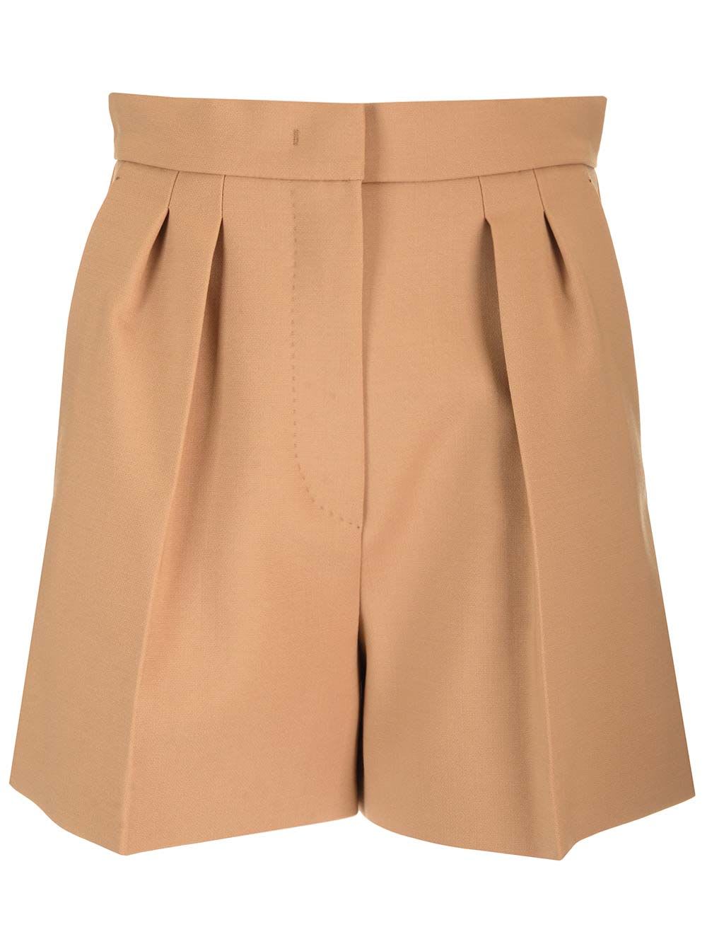 Max Mara Wool Canvas Shorts Trousers Beige In Brown