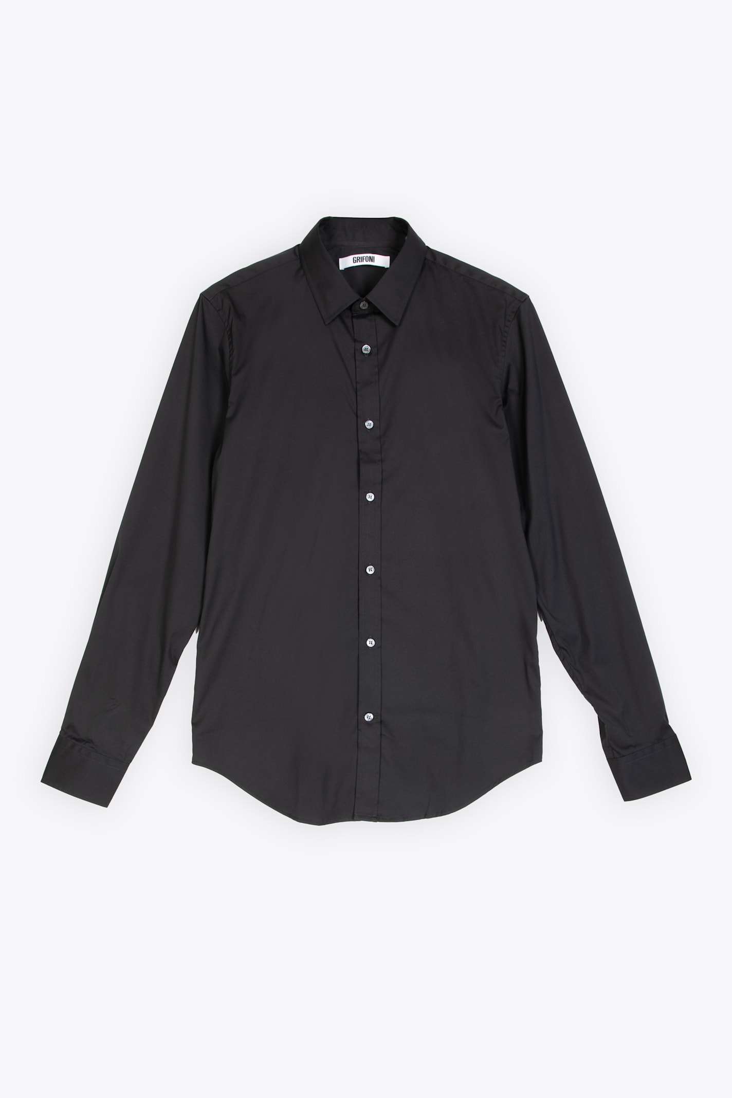 Camicia Slim Black cotton slim fit shirt with long sleeves