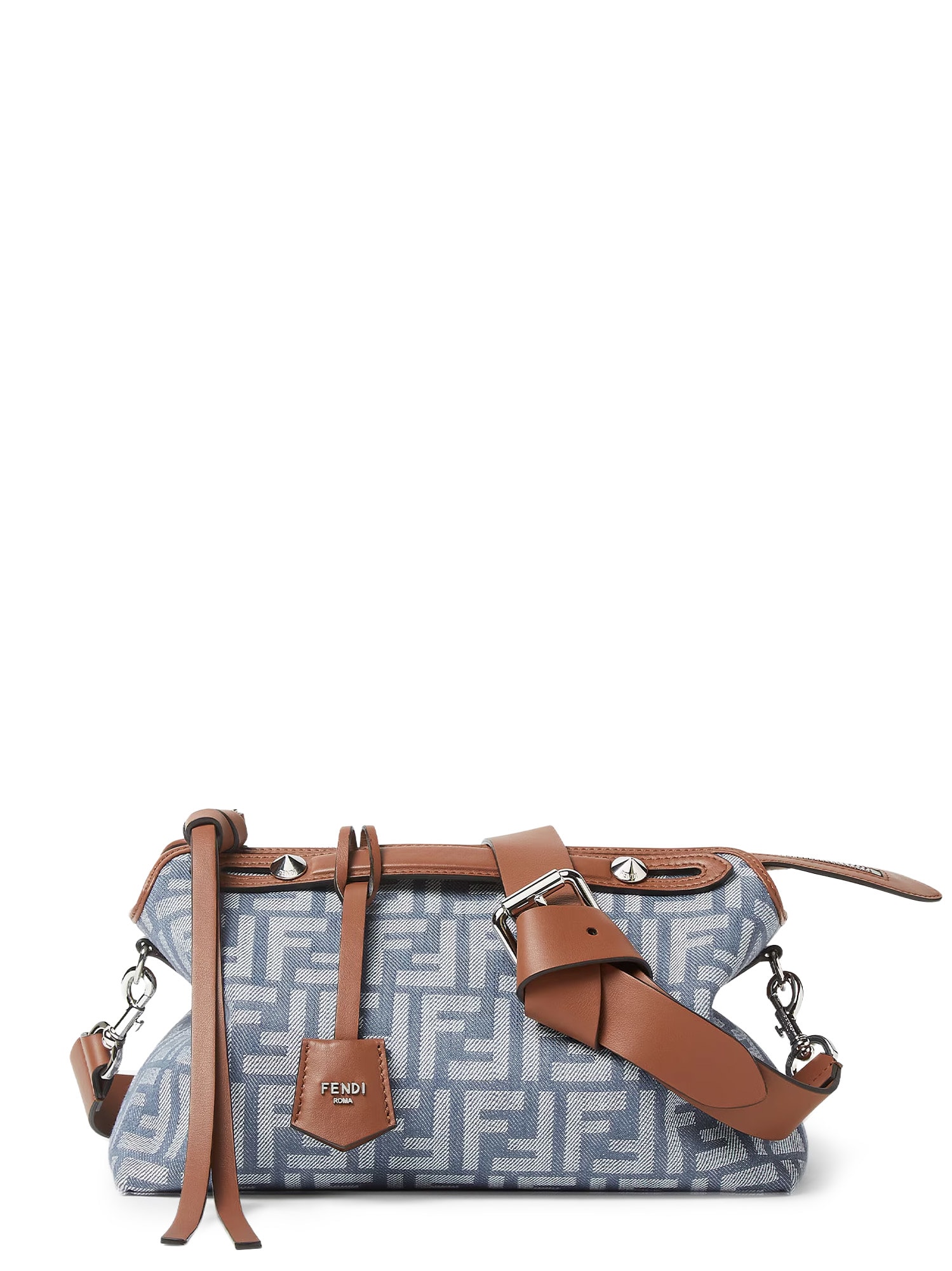 Fendi By The Way Soft Medium Ff Jacquard Denim Crossbody Bag