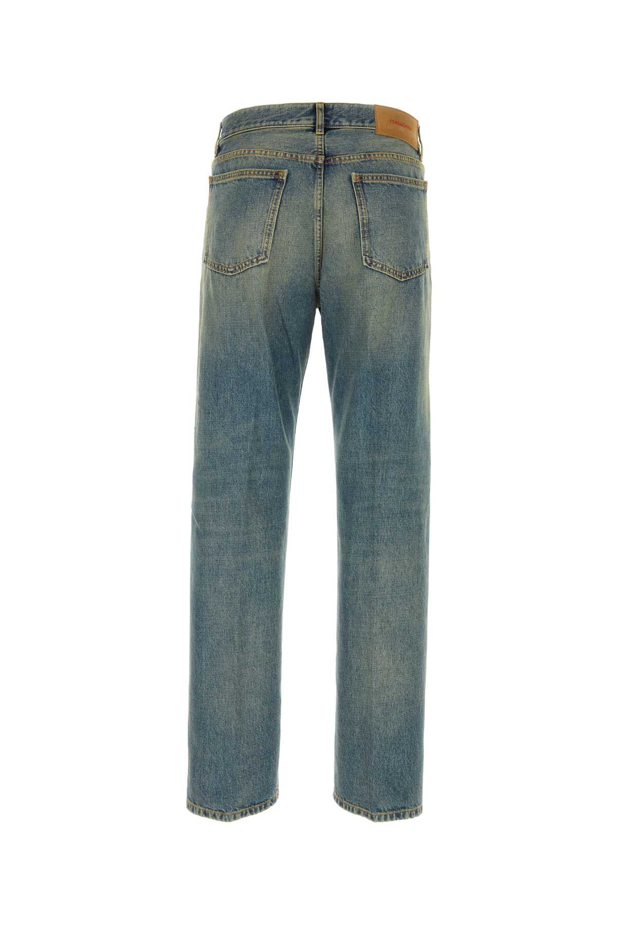 Shop Ferragamo Denim Jeans In Sagedusty