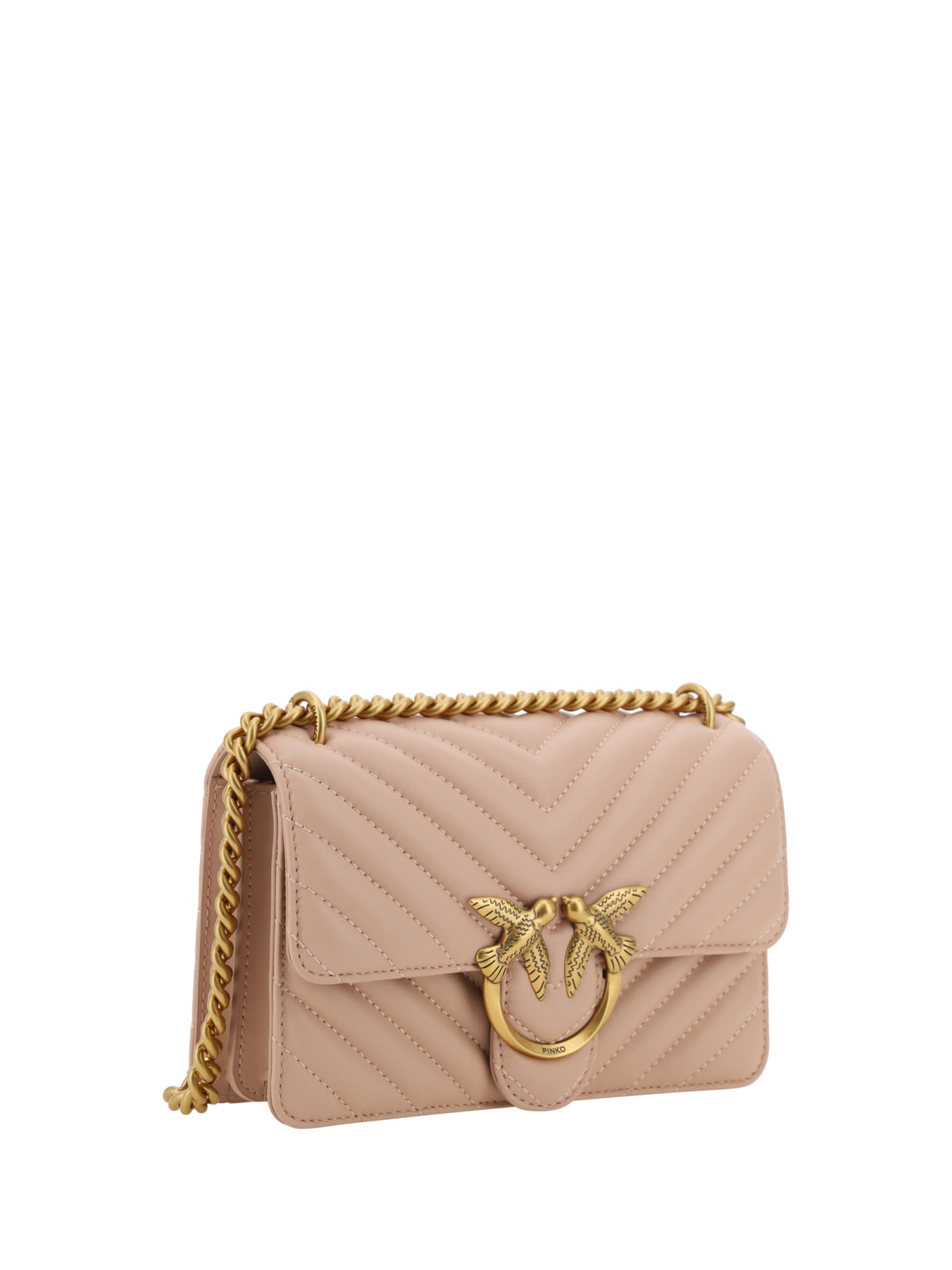 Shop Pinko Love Bag One Leather Mini In Pink