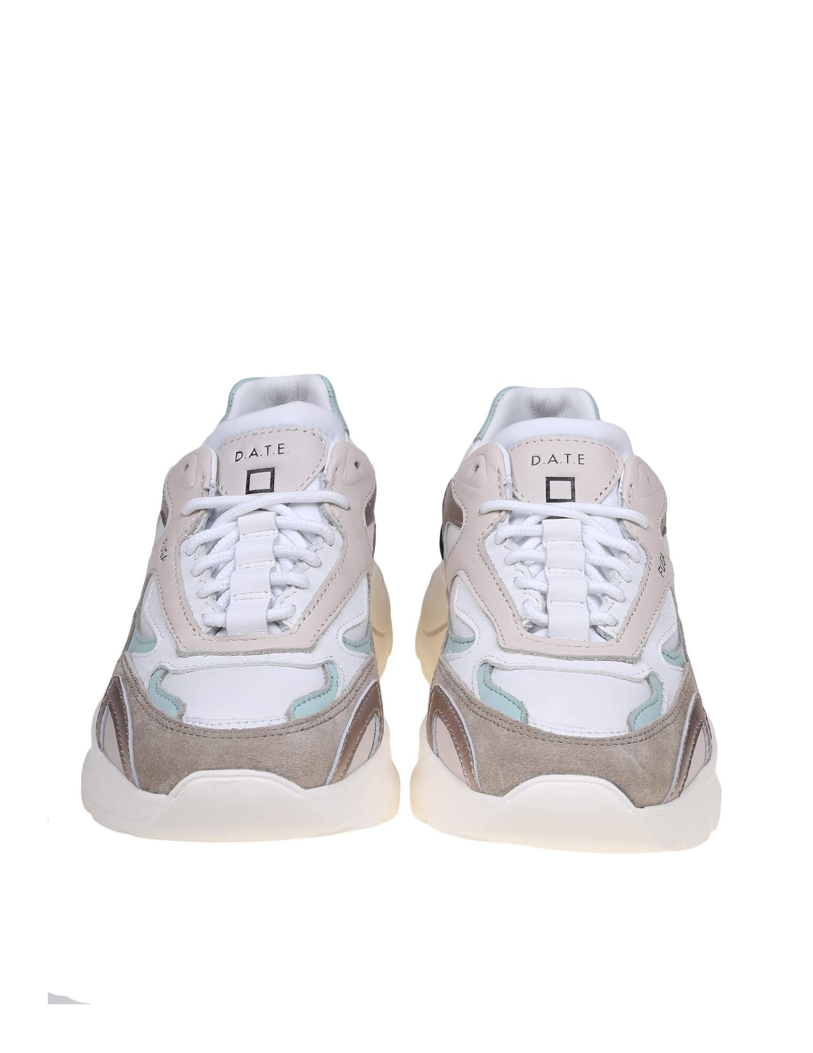 Shop Date Fuga Sneakers In White/ Cream Leather And Suede
