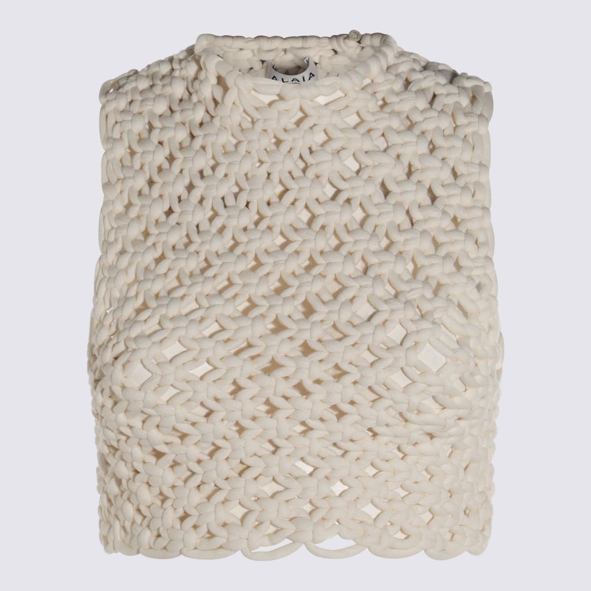 Alaïa White Knotted Sleeveless Tank Top In Neutral