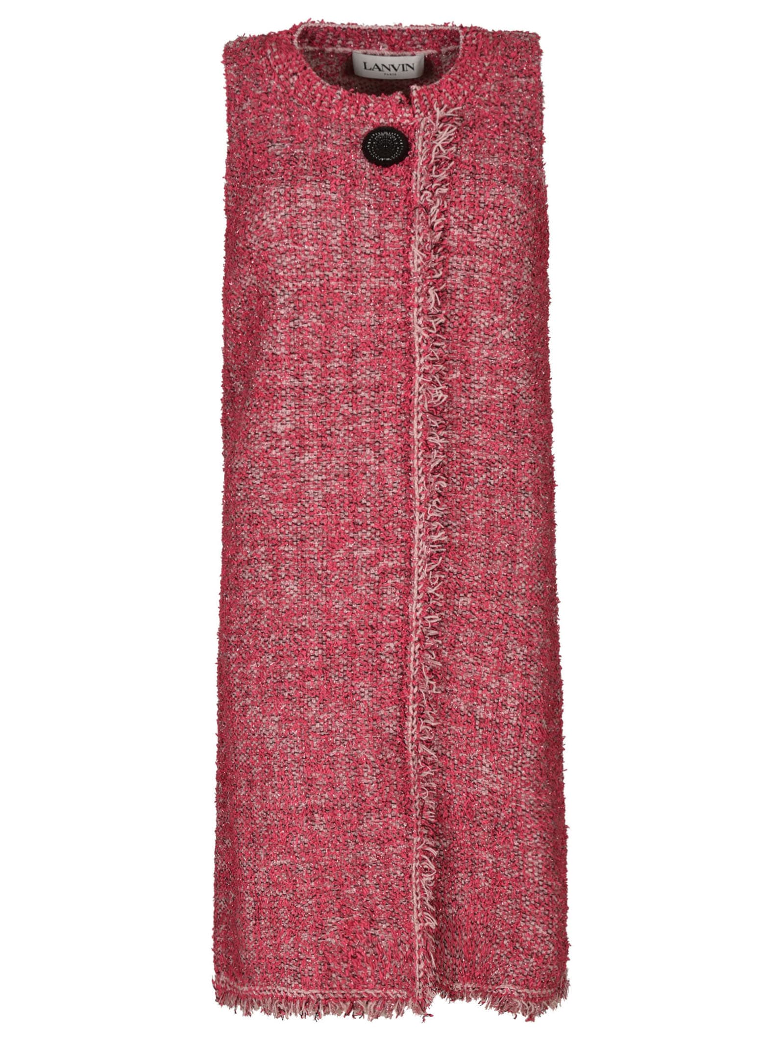 Lanvin Fringe Trimmed Tweed Sleeveless Dress