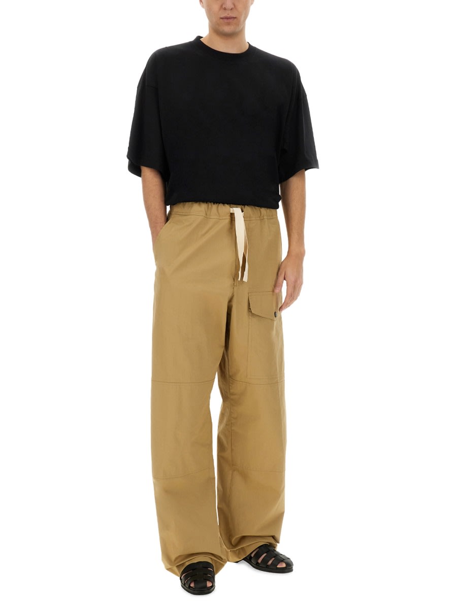 Dries Van Noten Cotton Trousers With Elastic Waistband And Pockets In Beige