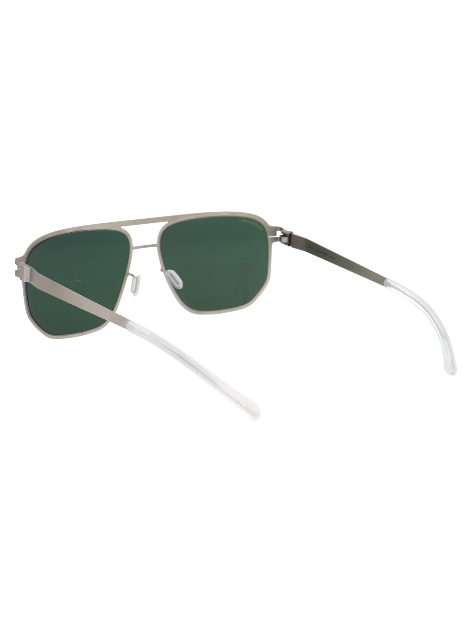 Shop Mykita Perry Sunglasses In 509 Matte Silver/black Polarized Pro Green