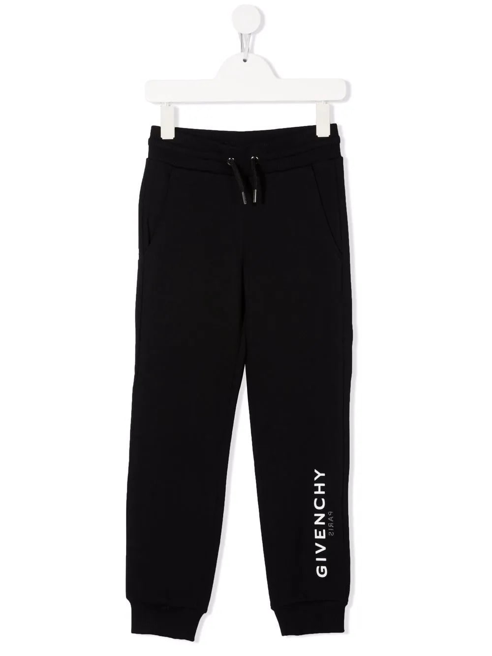 Givenchy Kids Black Joggers With White Mirror Effect Logo