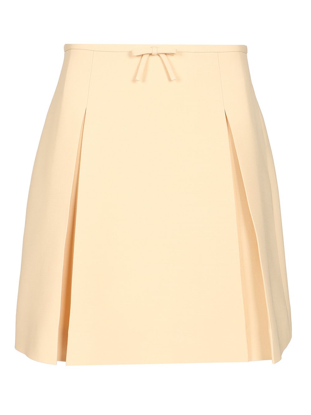Valentino Womens Betulla Bow Pleated Wool-silk Woven Mini Skirt In Rose