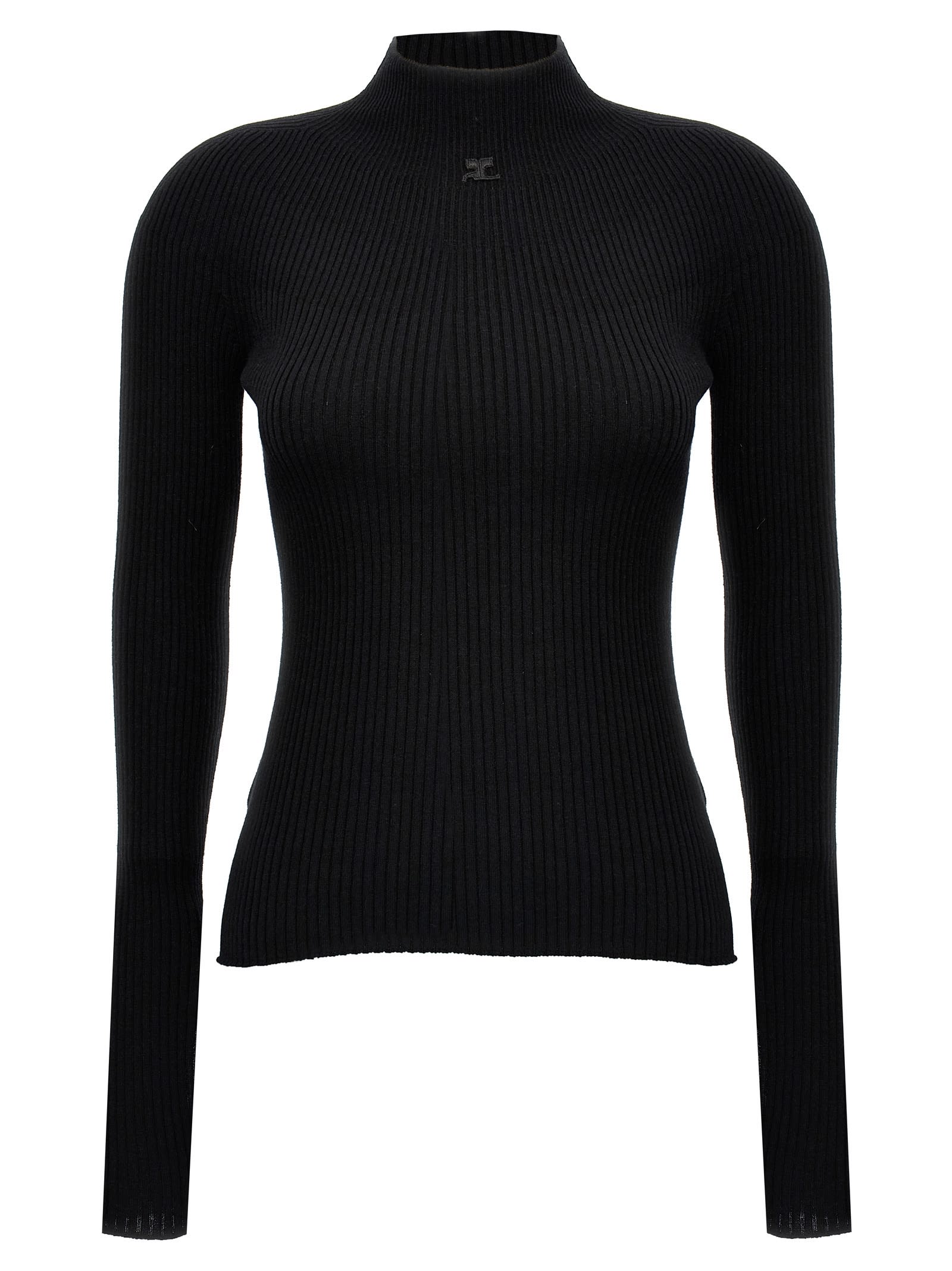 Shop Courrèges Solar Light Rib Sweater In Black