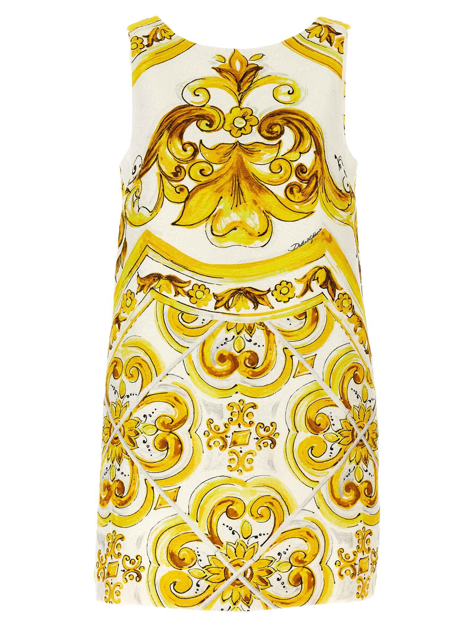 Shop Dolce & Gabbana Maiolica Jacquard Dress In Tn Maiolica Giallo