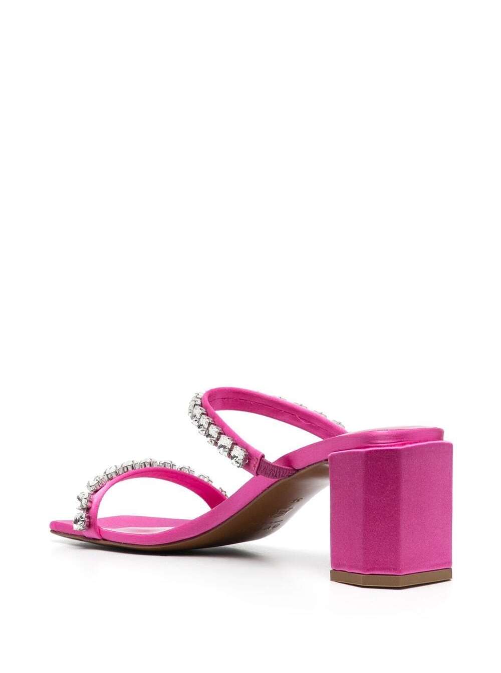 Shop By Far Fucsia Tanya Mules Sandals With Crystal Embellishment In Leather Woman In Pink