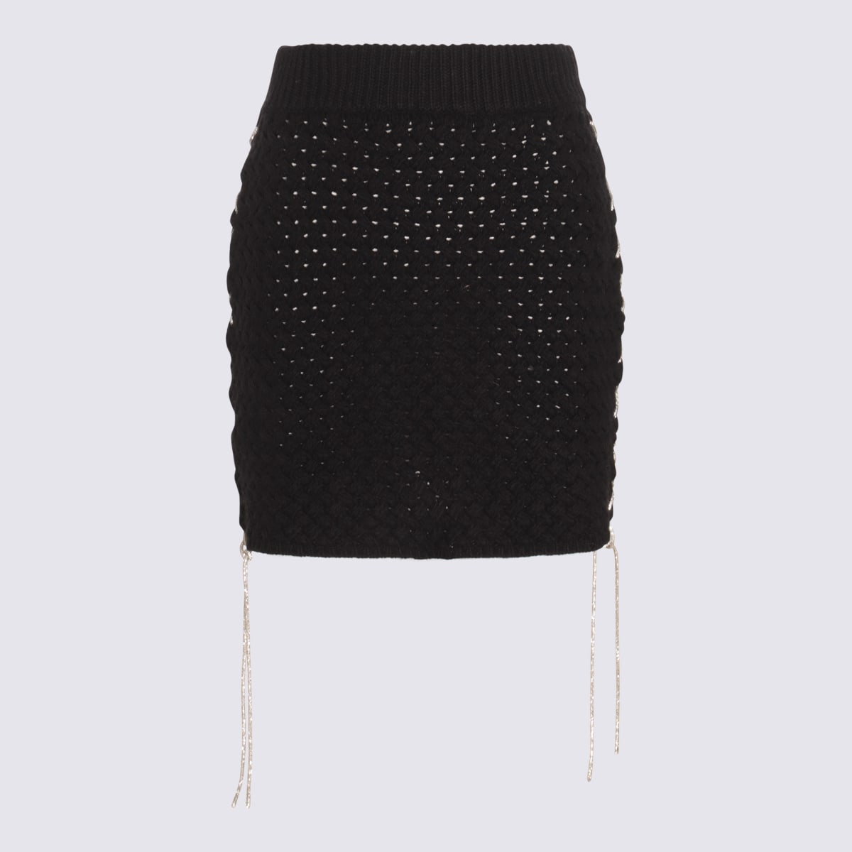 Black Stretch Ruffled Mini Skirt