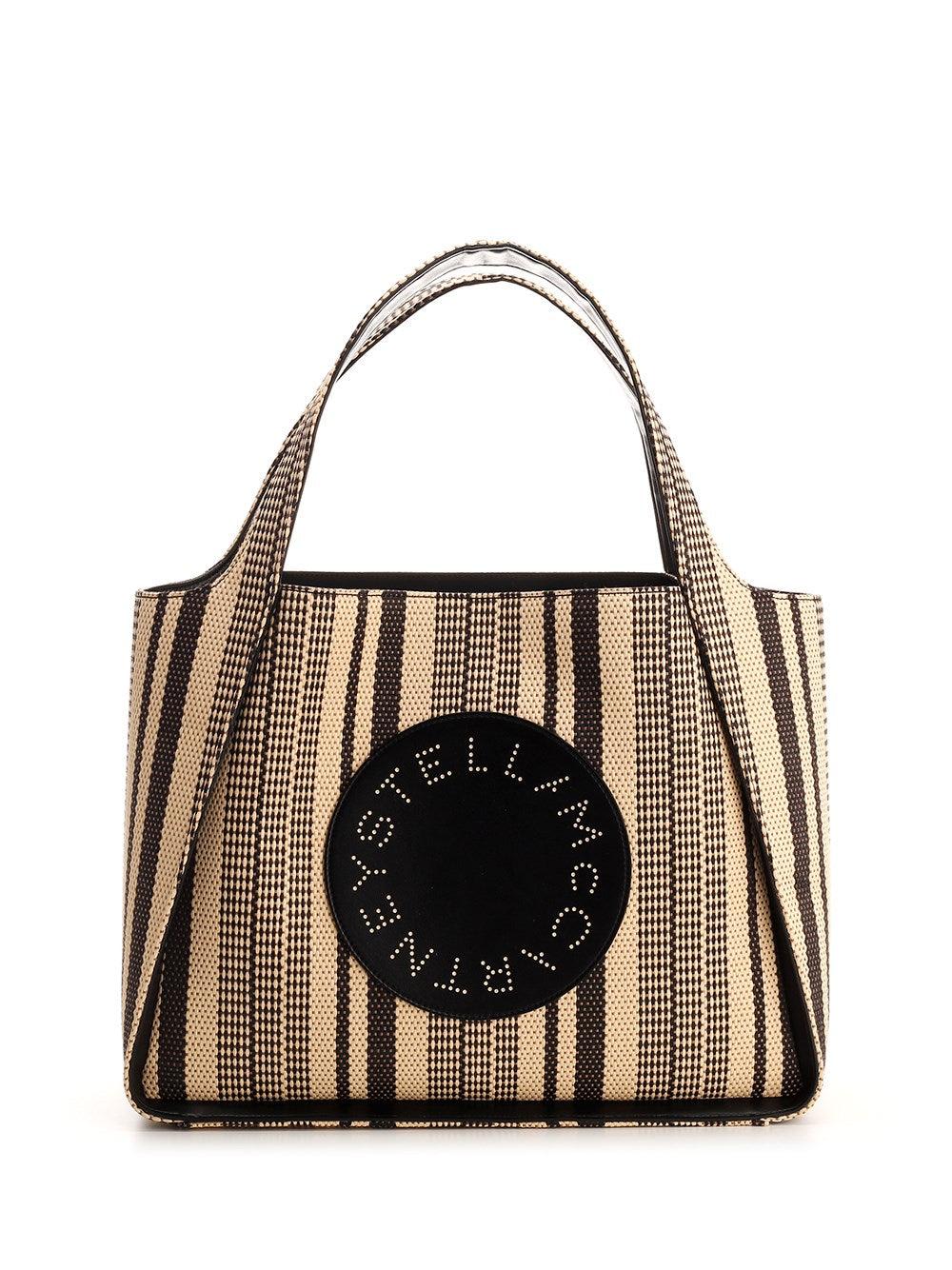 Stella McCartney Logo Patch Striped Tote Bag