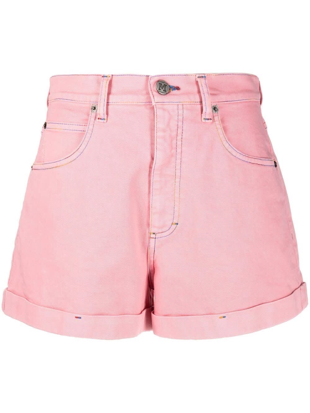 Pink Denim Shorts With Logo Embroidery M Missoni