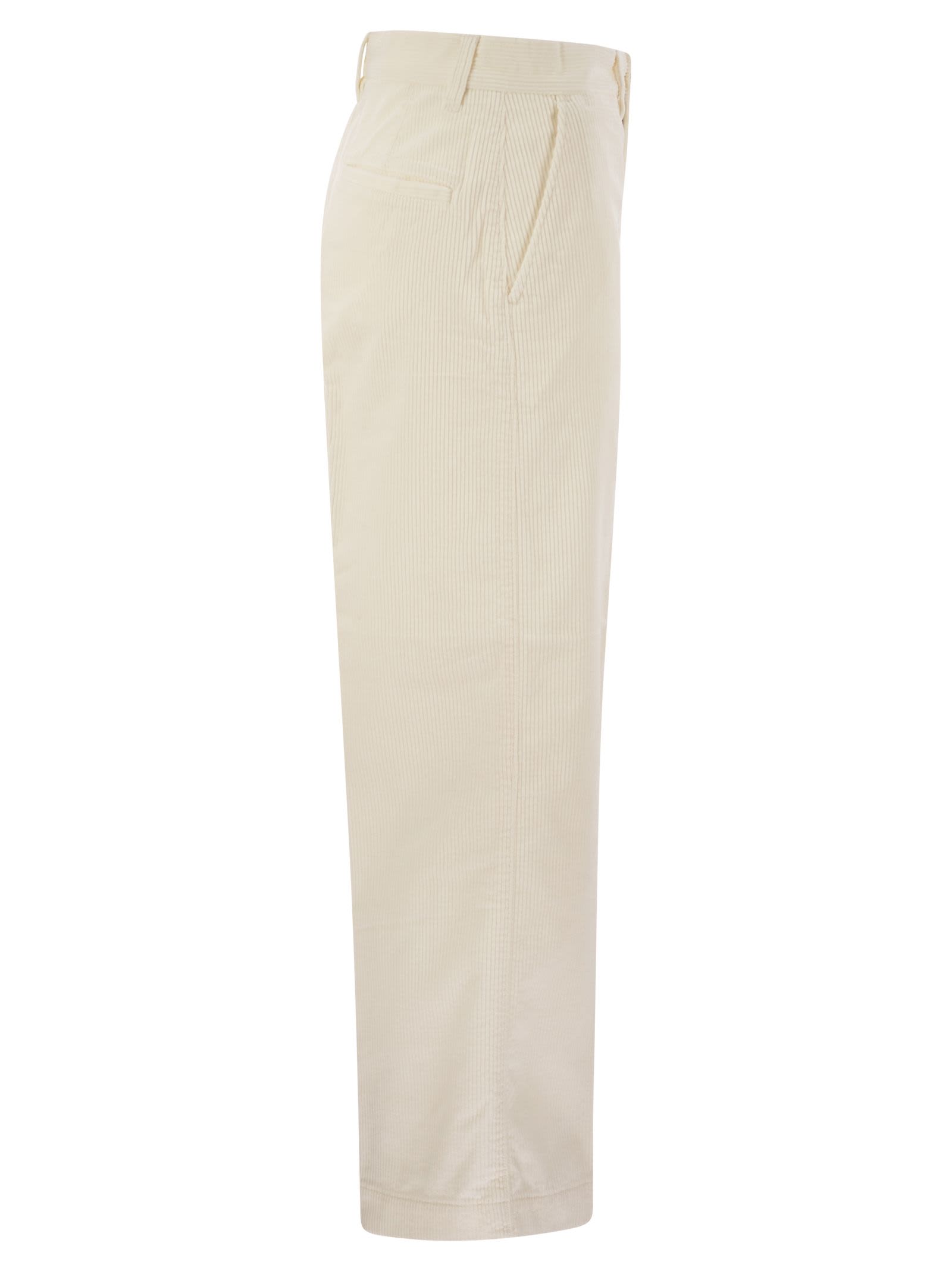 Shop Polo Ralph Lauren Corduroy Wide-leg Cropped Trouser In Ivory