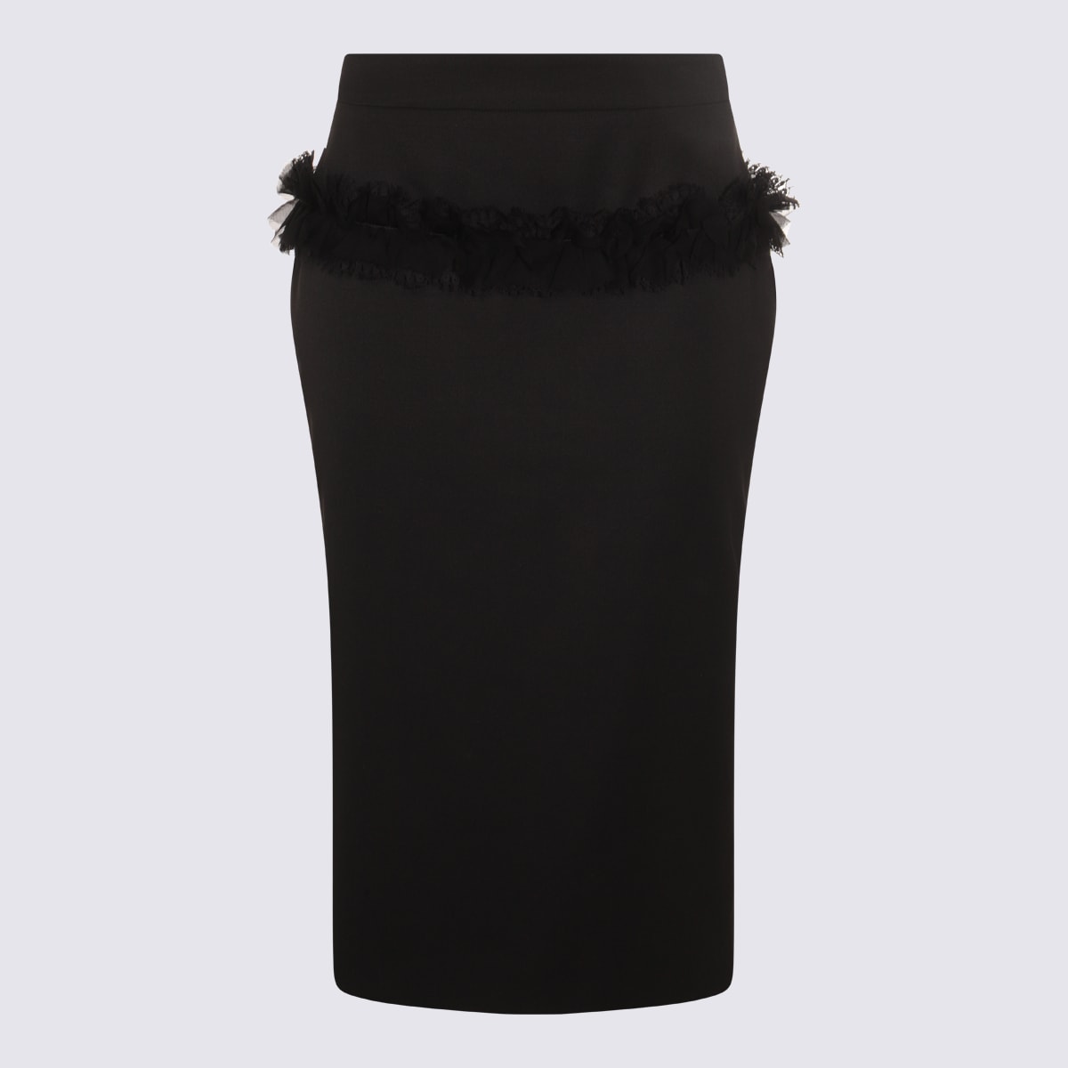 Alexander Mcqueen Buttoned Lace-trimmed Wool Pencil Skirt In Black