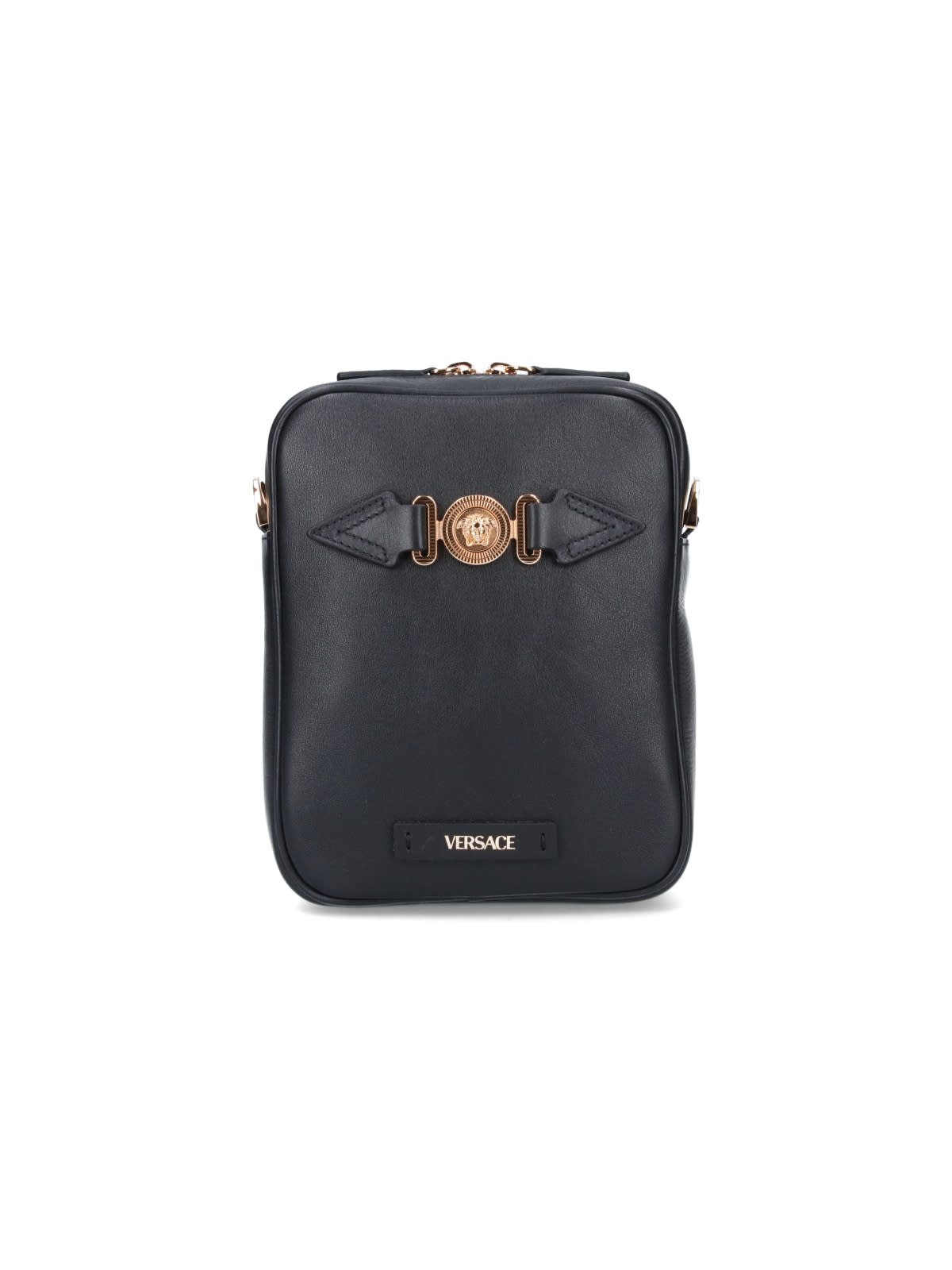 Shop Versace Medusa Biggie Messenger Bag In Black
