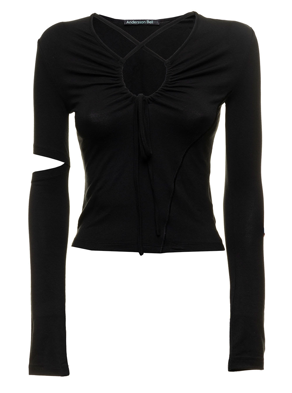 Long Sleeve Black Jersey T-shirt With Cut Out Detail Andersson Bell Woman