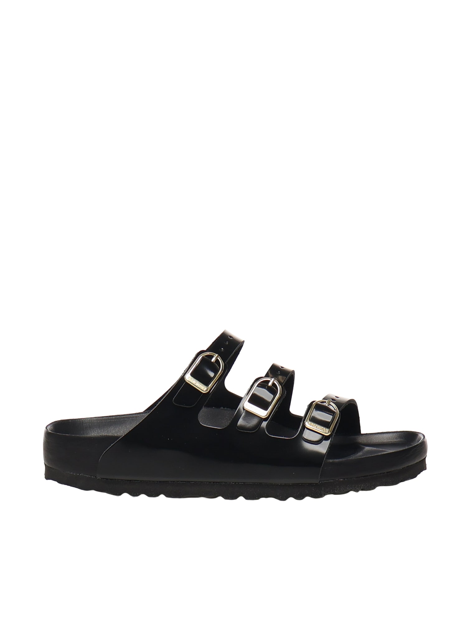 Birkenstock Slide Florida Dbuckle Exquisite Lucida Nera In Multi