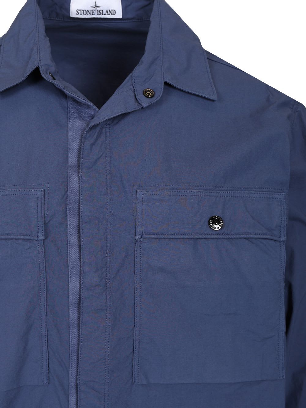 Stone Island Cotton Overshirt Shirts Blue In Blue