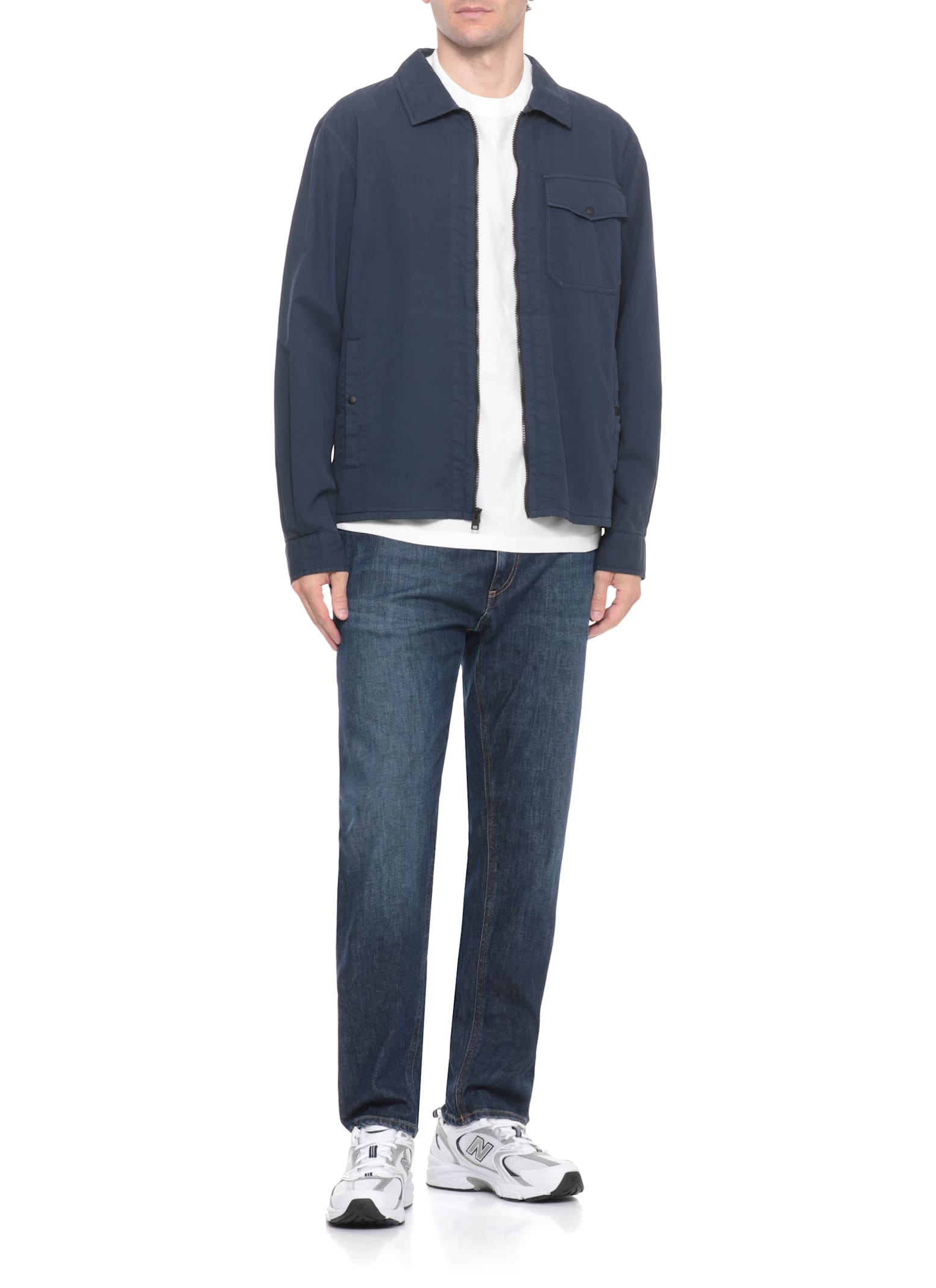 Dondup Straight Fit Cotton Trousers With Five Pockets In Blue
