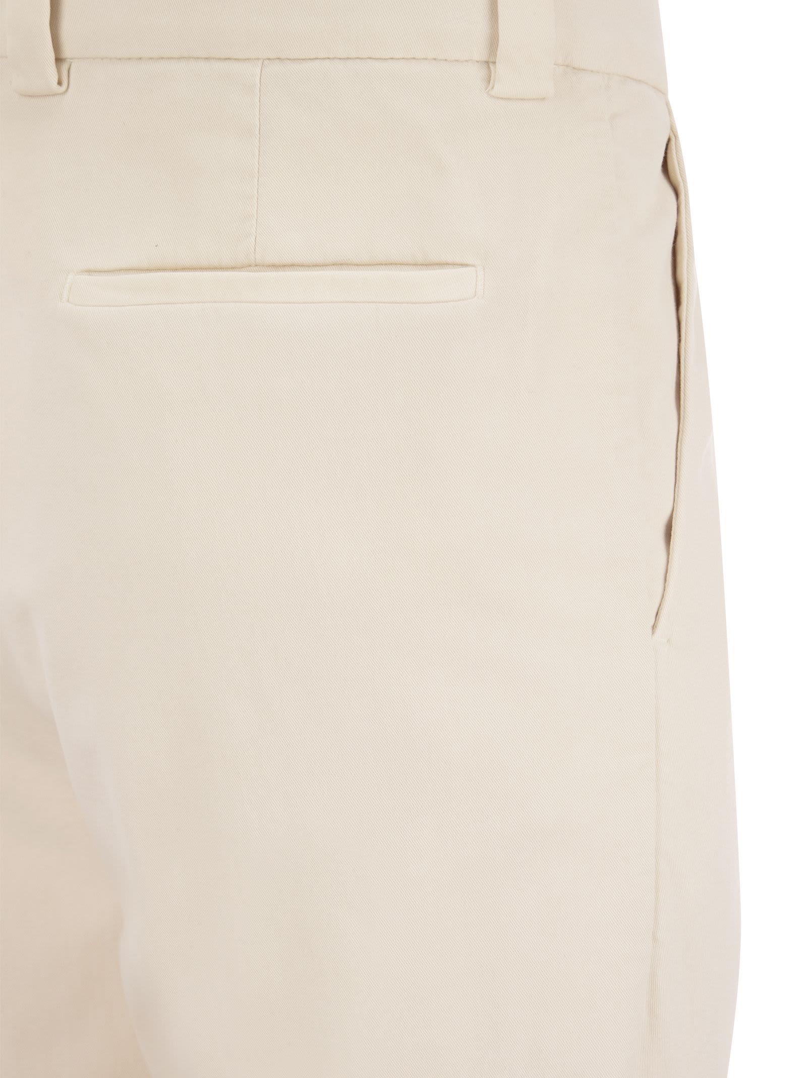 Shop Brunello Cucinelli Cotton-blend Trousers With Darts In White