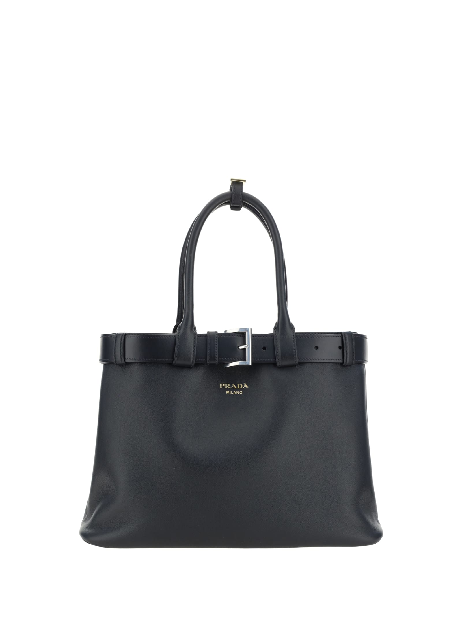 Prada Belted Handbag In Black