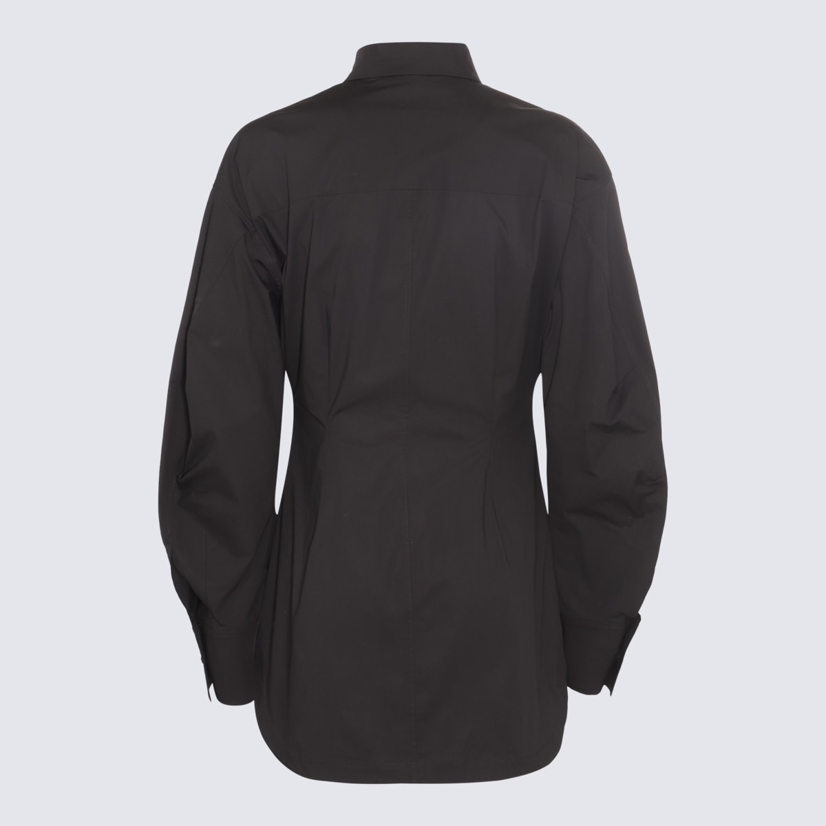 Shop Attico Black Cotton Cut Out Bustier Shirt Dress