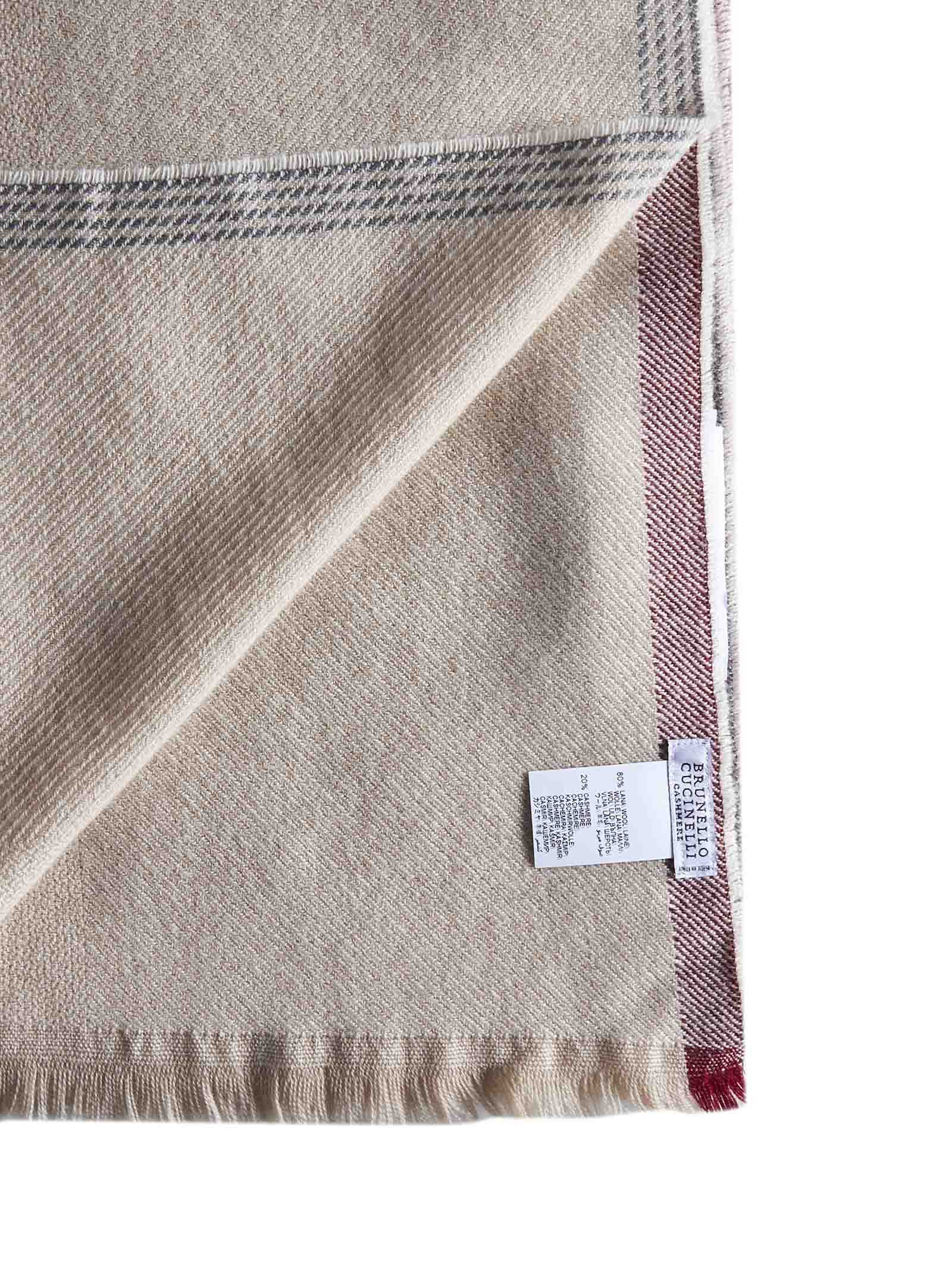 Shop Brunello Cucinelli Scarf In Sabbia Falò Grigio Scuro