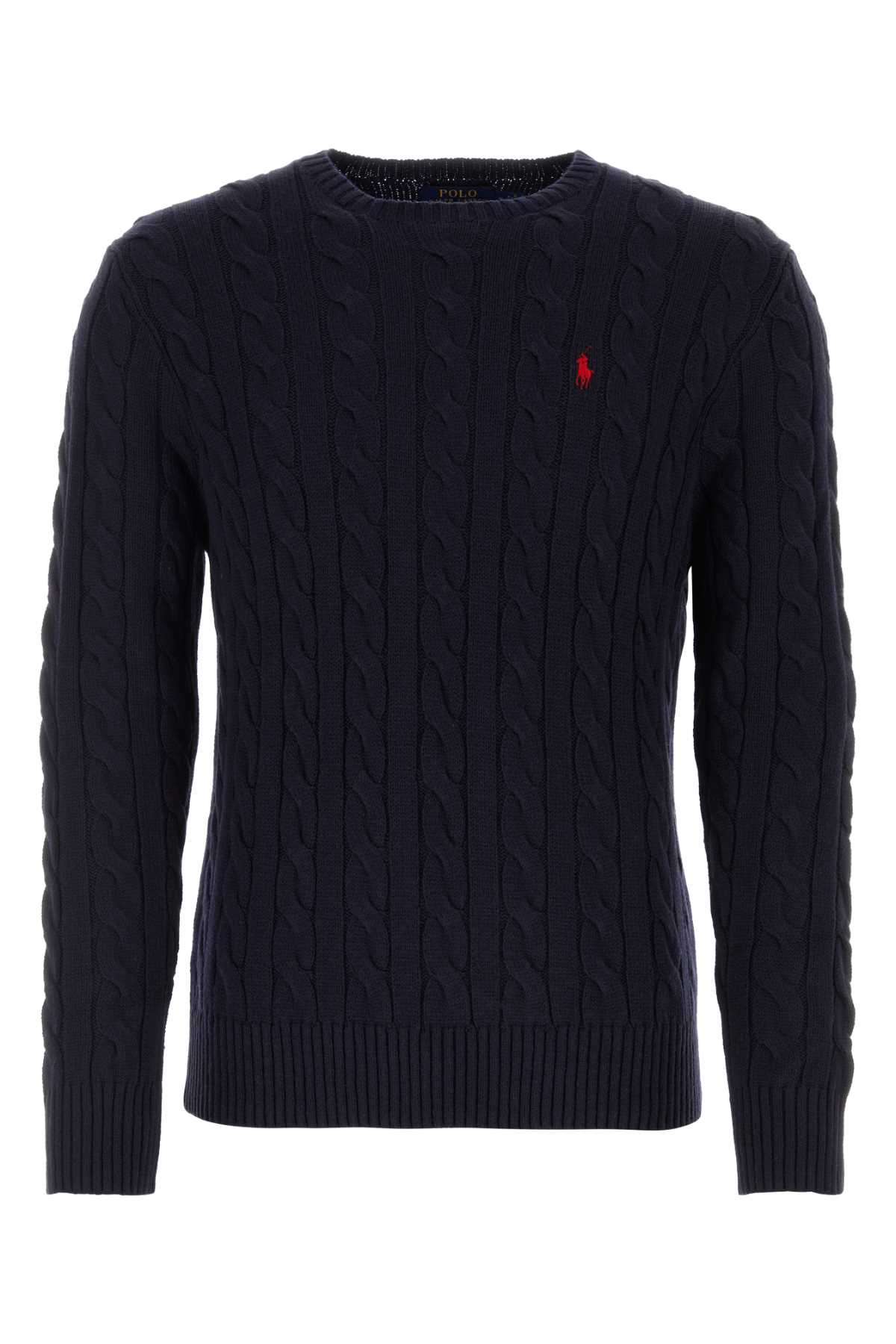 Shop Polo Ralph Lauren Midnight Blue Cotton Sweater In 001