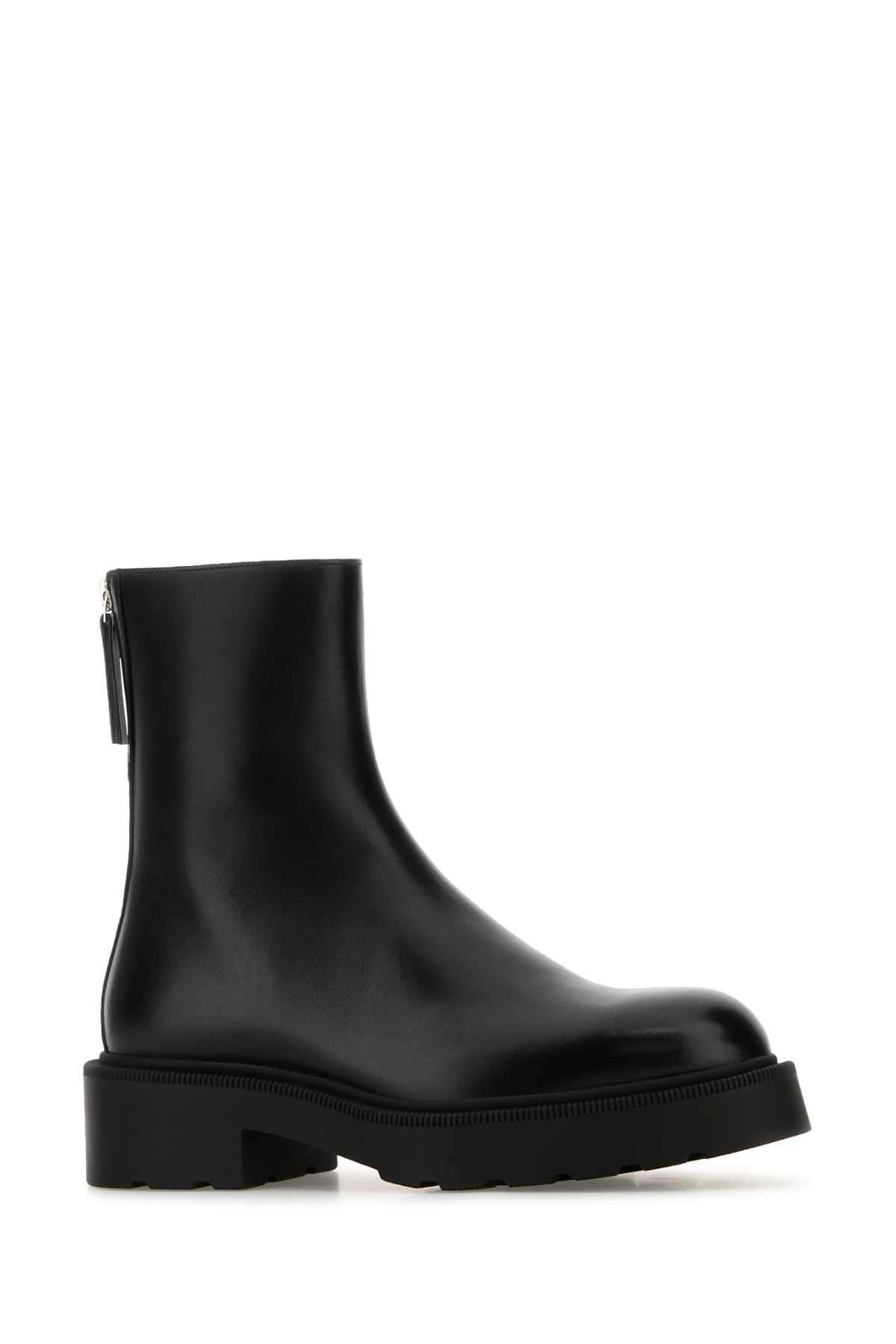 The Row Nobilis Leather Ankle Boots In Black