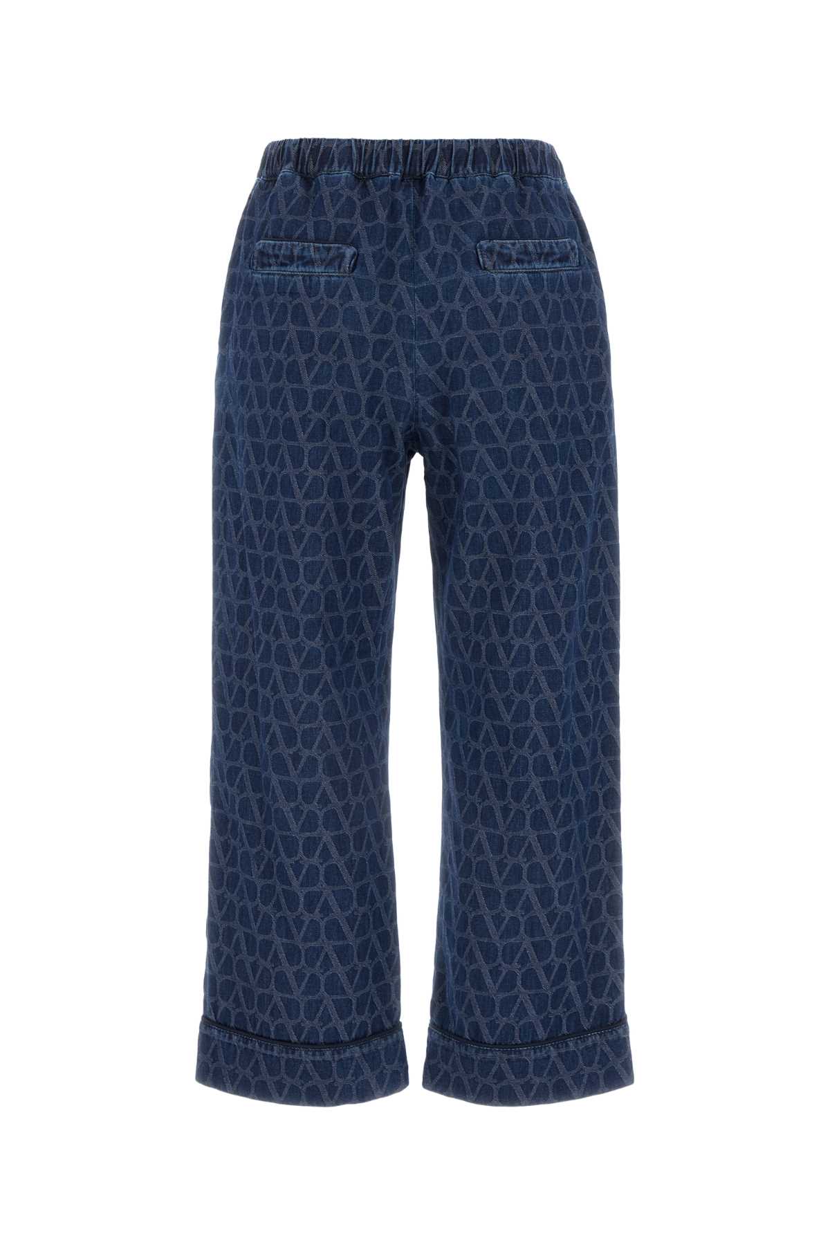 Shop Valentino Toile Iconographe Pant In Mediumbluedenim