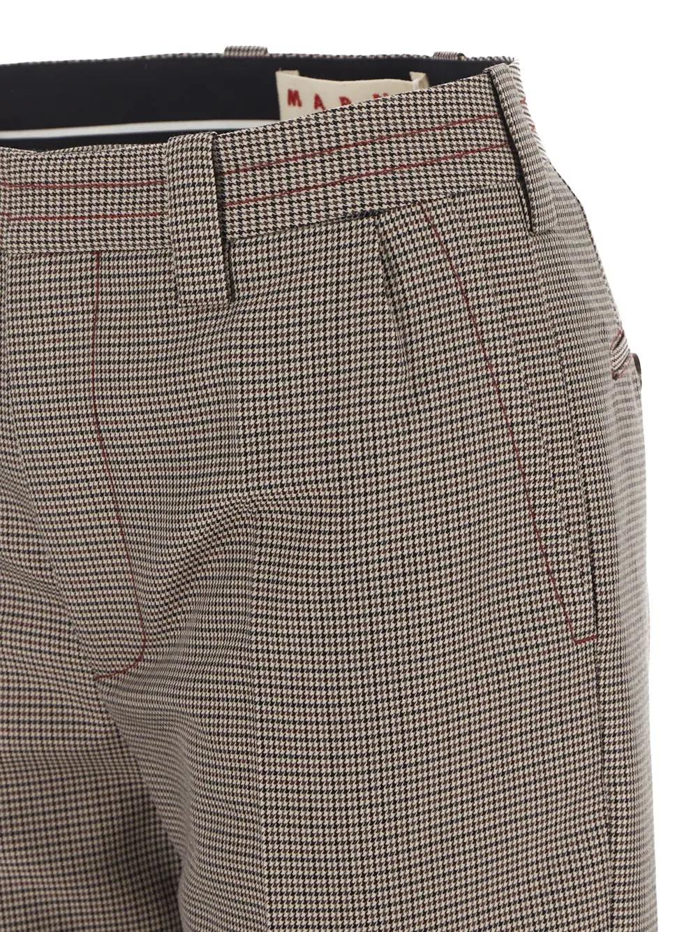 MARNI PIED-DE-POULE WOOL TROUSERS