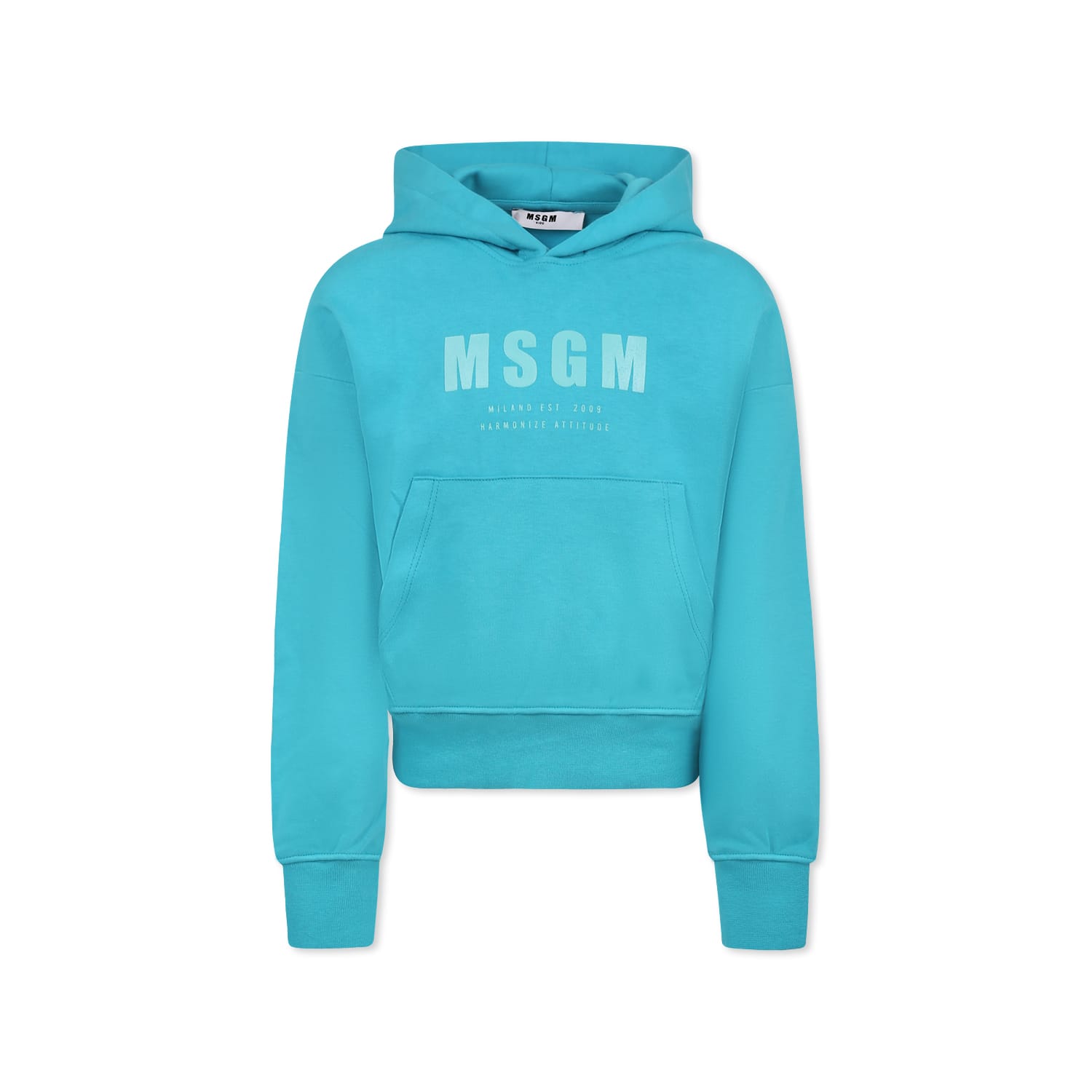 Msgm Green Sweatshirt For Kids With Logo In Green