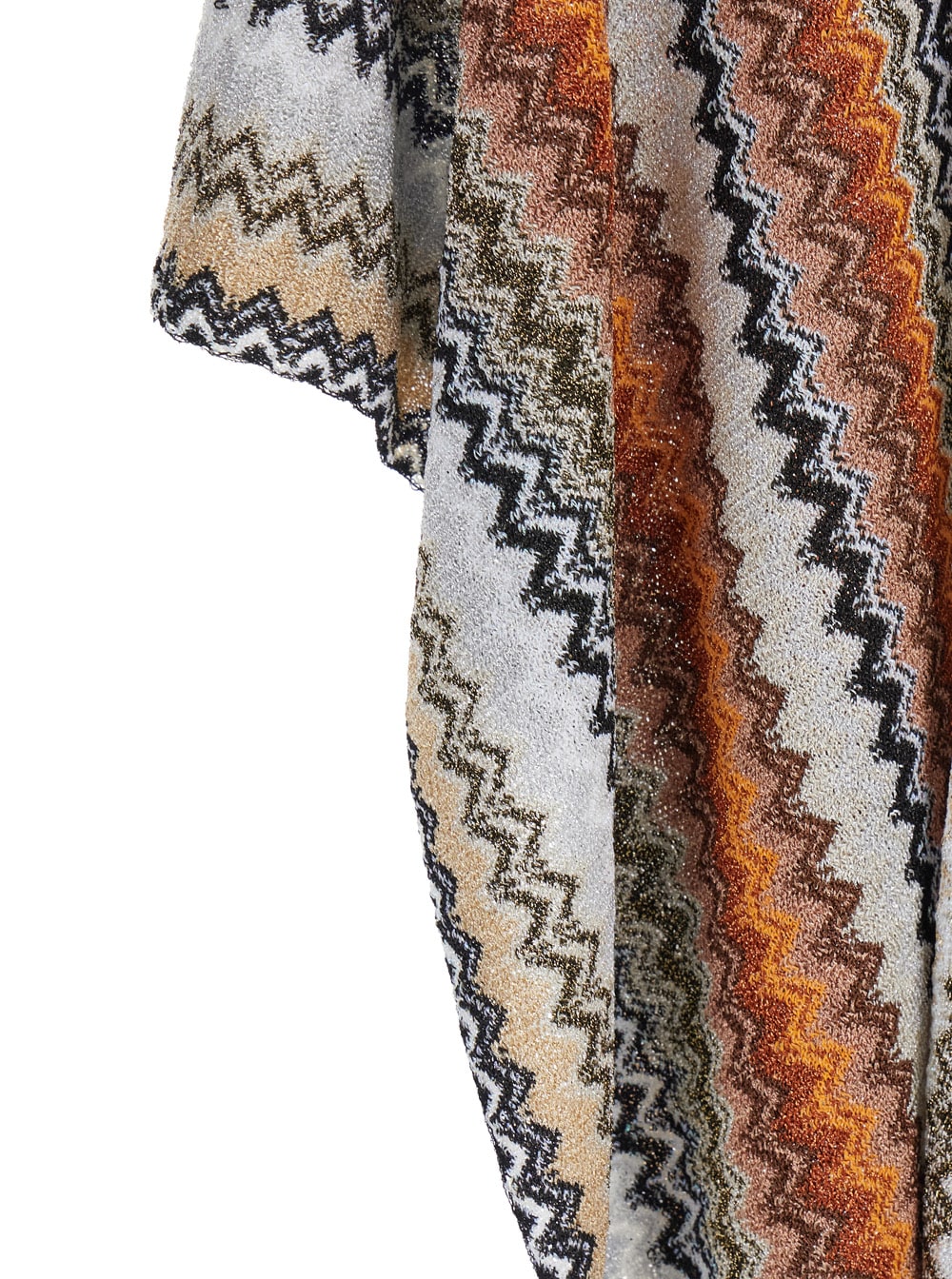 MISSONI MULTICOLOR CAPE WITH FRINGED HEM AND ALL-OVER ZIG-ZAG MOTIF IN VISCOSE BLEND WOMAN