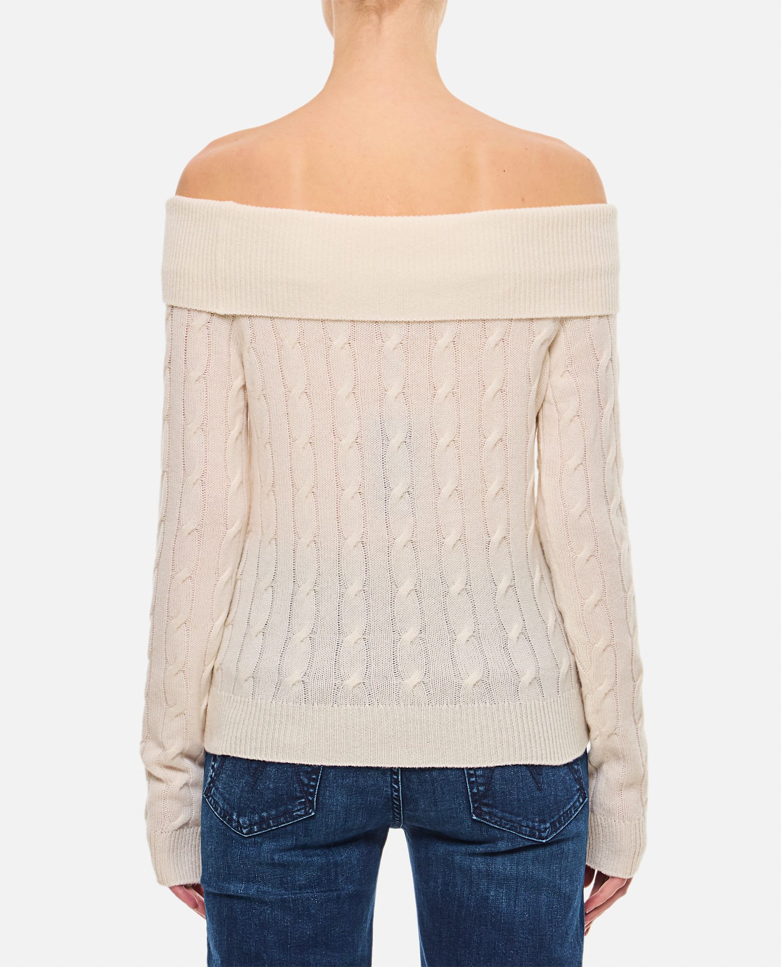 Shop Polo Ralph Lauren Off Shoulder Knit In White