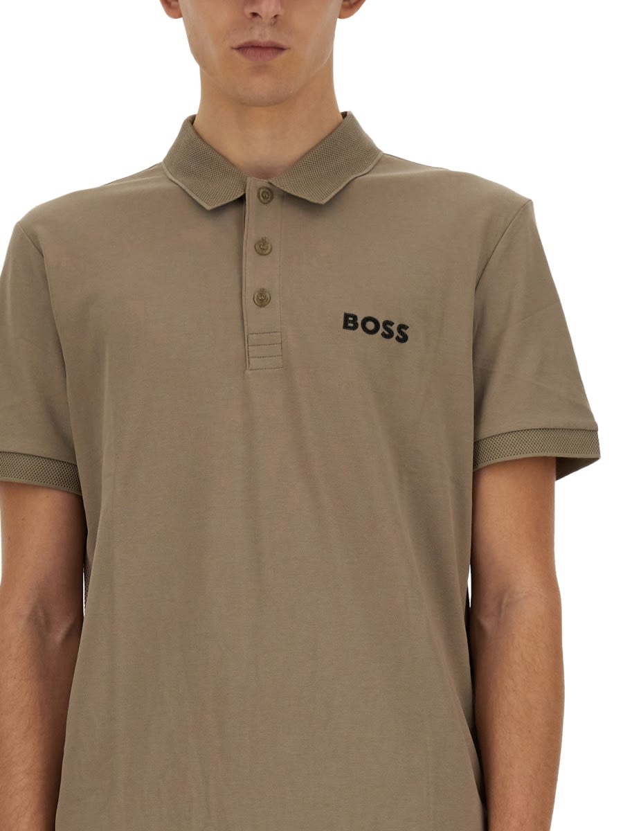 Shop Hugo Boss Polo With Logo In Beige