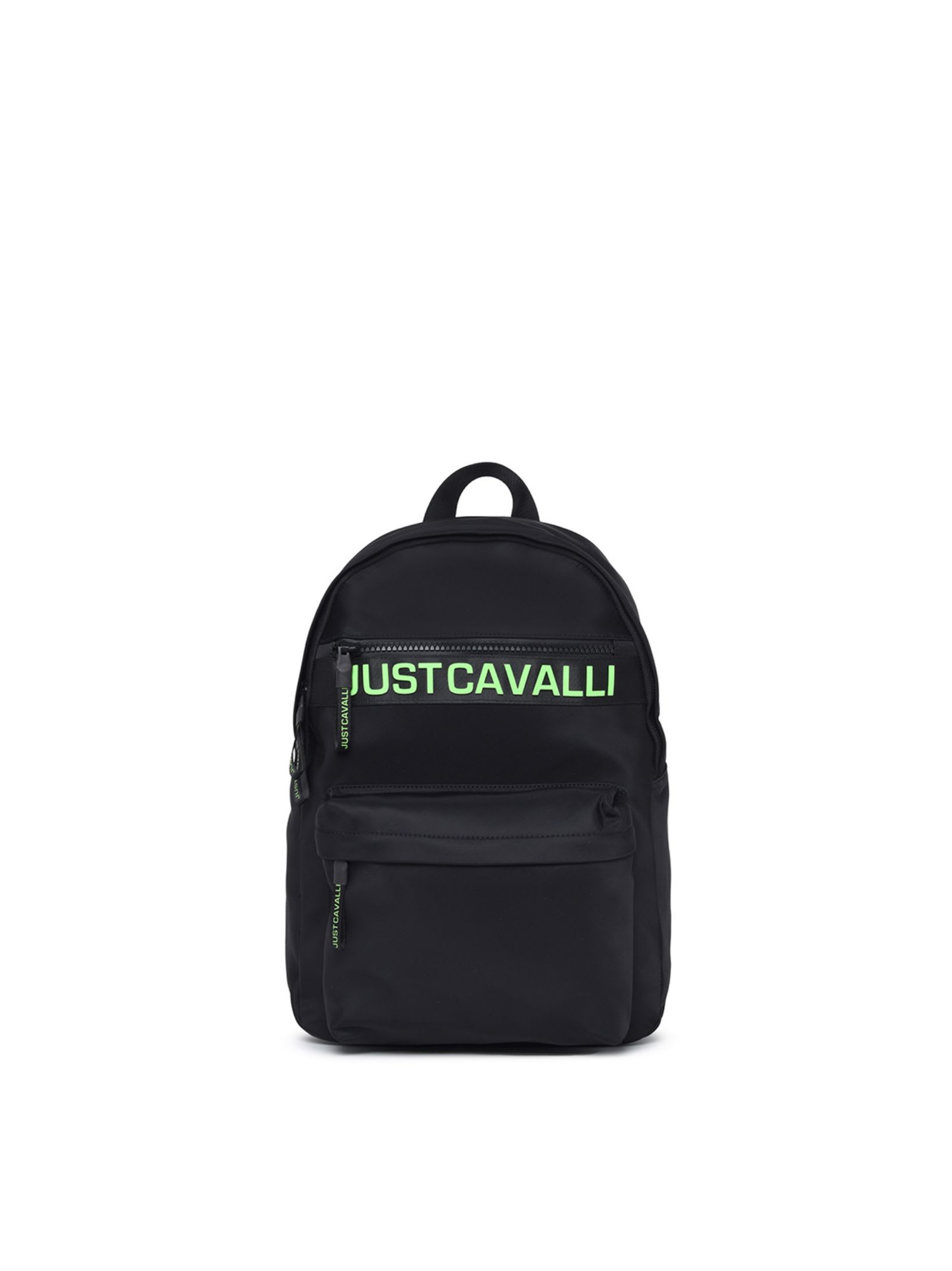 Roberto Cavalli Just Cavalli Backpack In Black/acid Lime