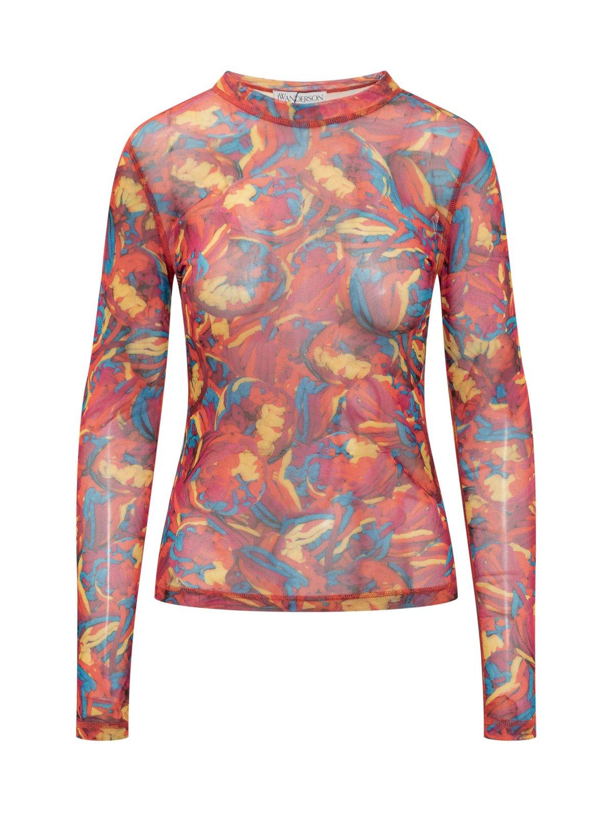 Shop Jw Anderson Abstract Pattern Print Long-sleeved T-shirt In Red