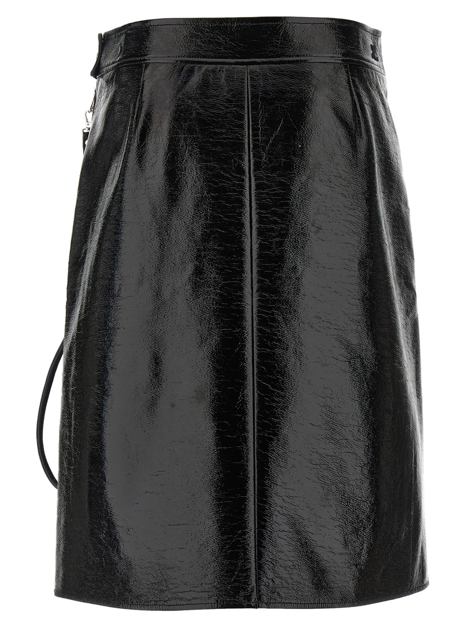 Courrèges Zipped Vinyl Skirt In Black