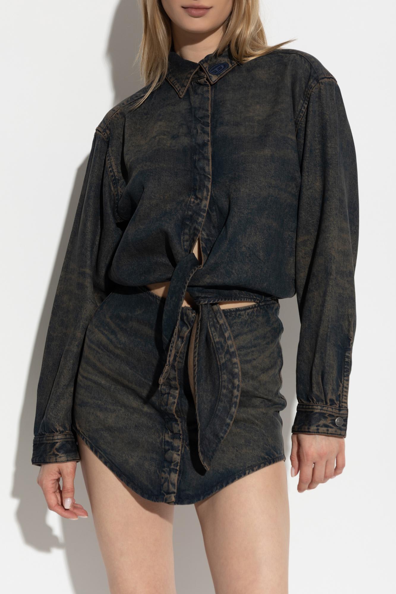 Diesel Denim-inspired Mini Dress With Button-down Front In Multi