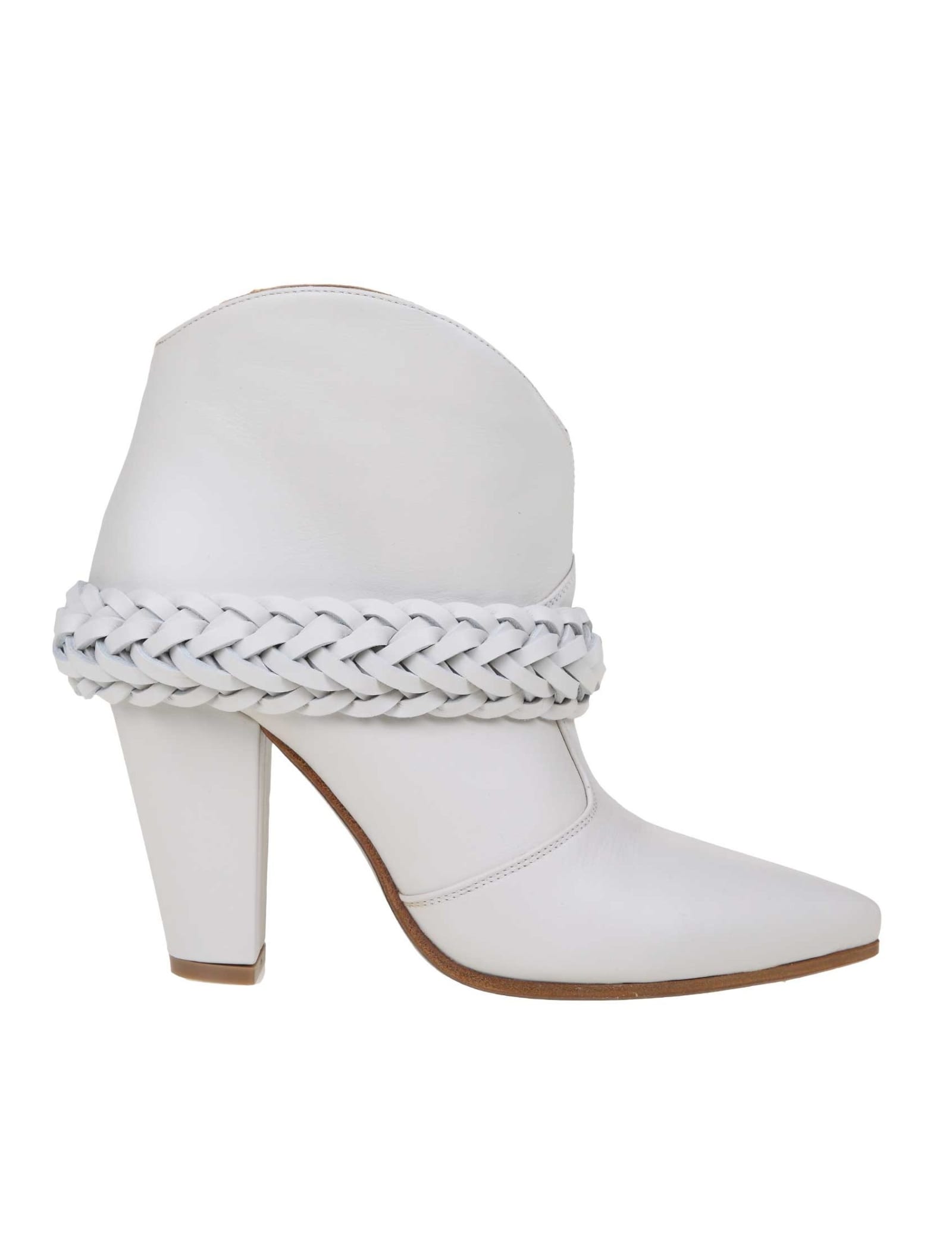 GOLDEN GOOSE WHITE LEATHER MICHELLE LOW BOOTS,11245074