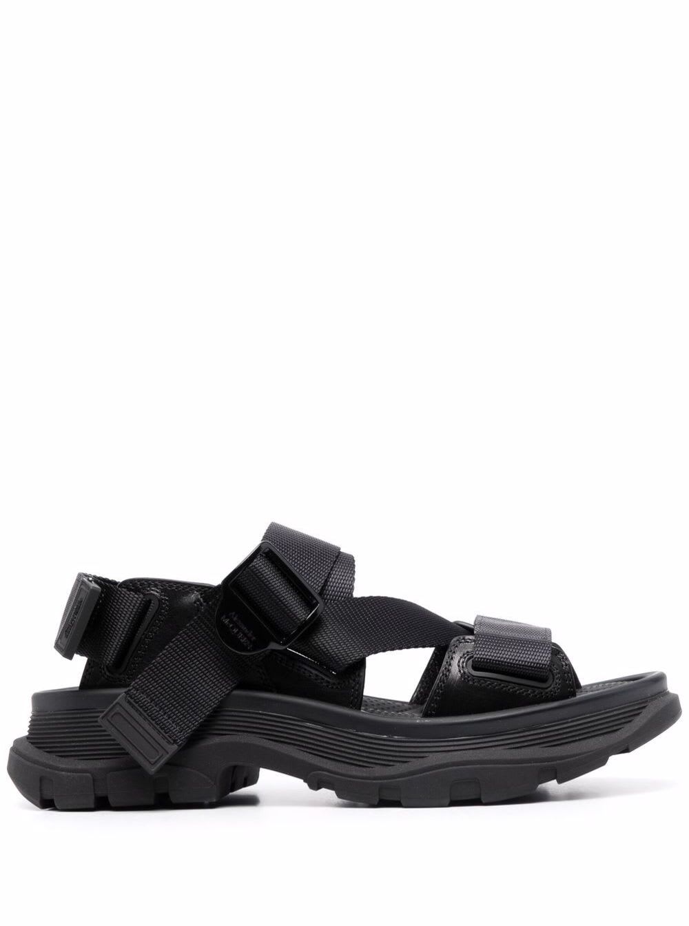 Alexander McQueen Black Tread Sandals With Ergonomic Rubber Sole