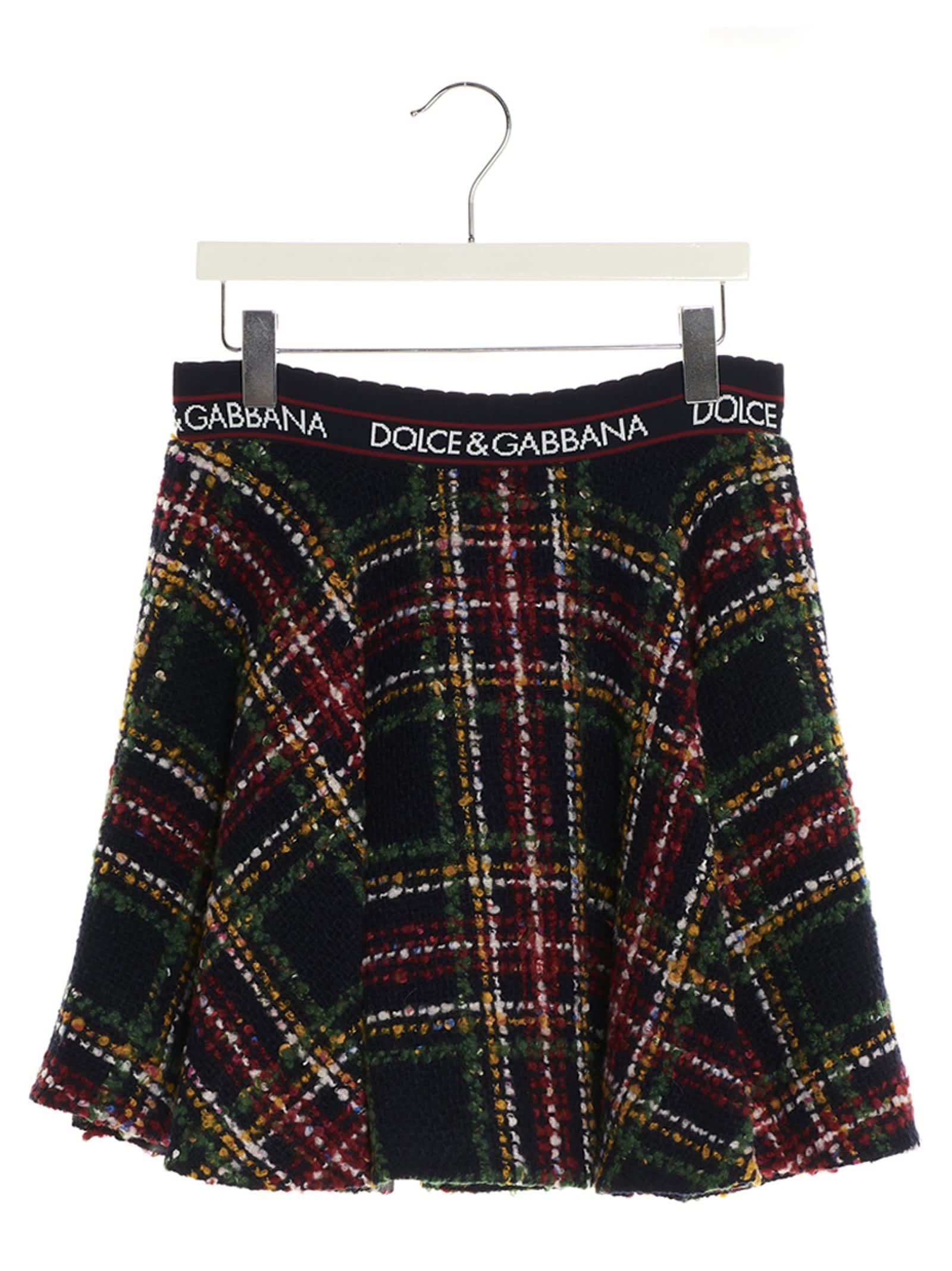 Dolce & Gabbana Check Bouclè Skirt