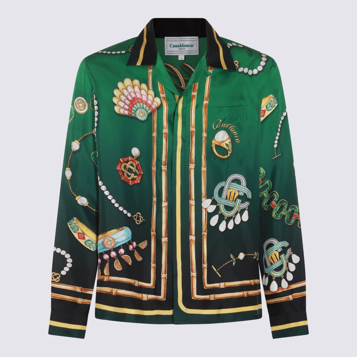 Shop Casablanca Multicolour Silk La Boite A Bijoux Shirt In Green