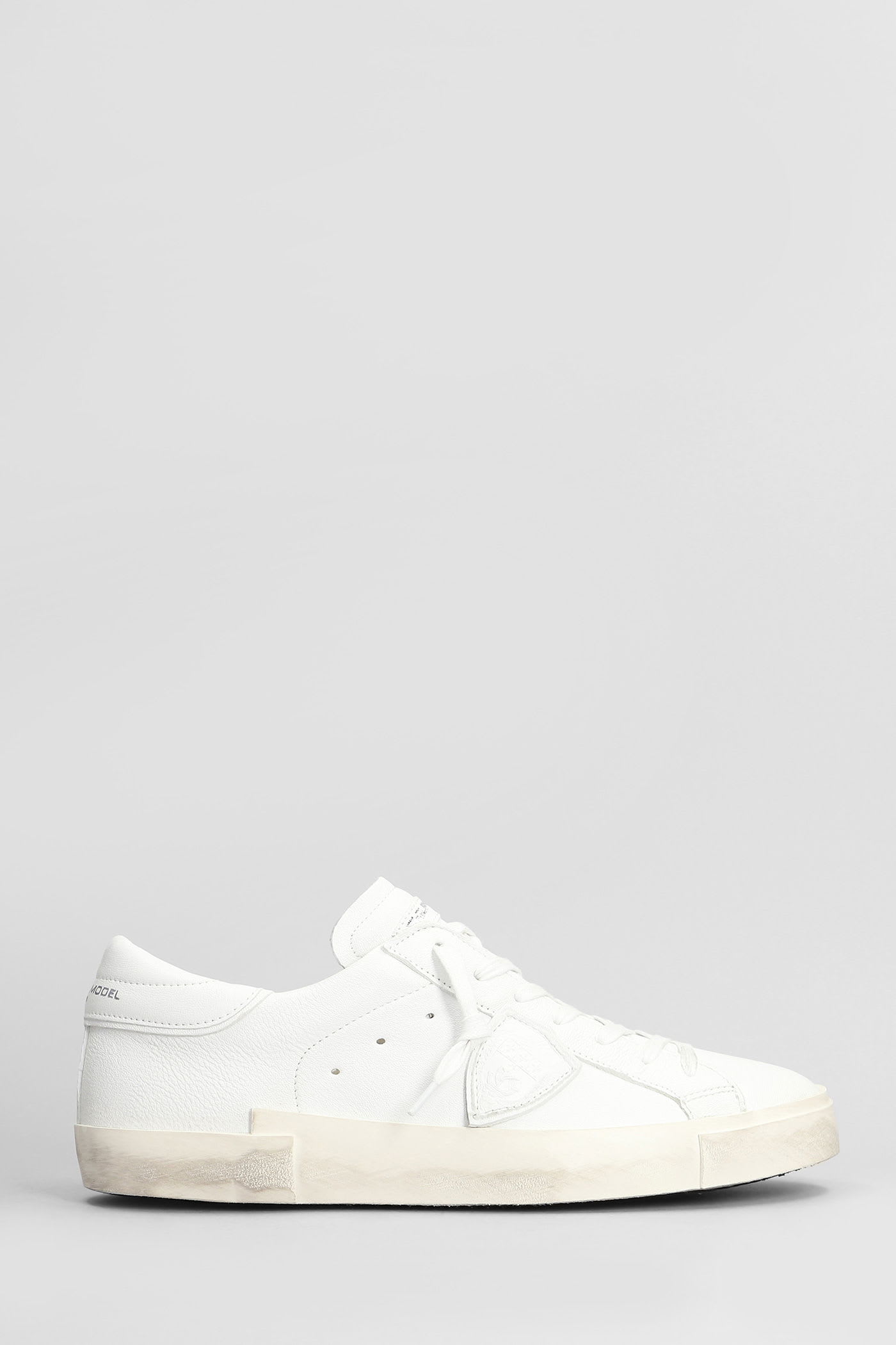 Philippe Model Prsx Low Sneakers In White Leather In White