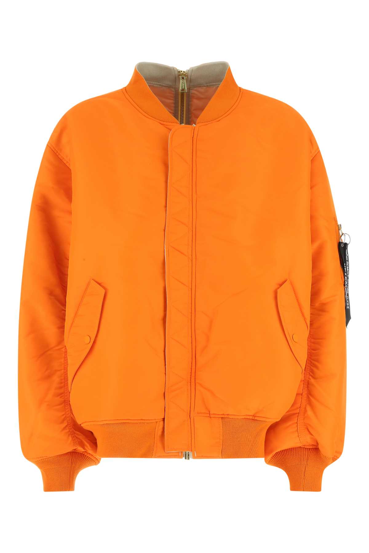Orange Nylon Reversible Padded Giubbino Oversize Imbottito Reversibile In Nylon Oversize Jacket