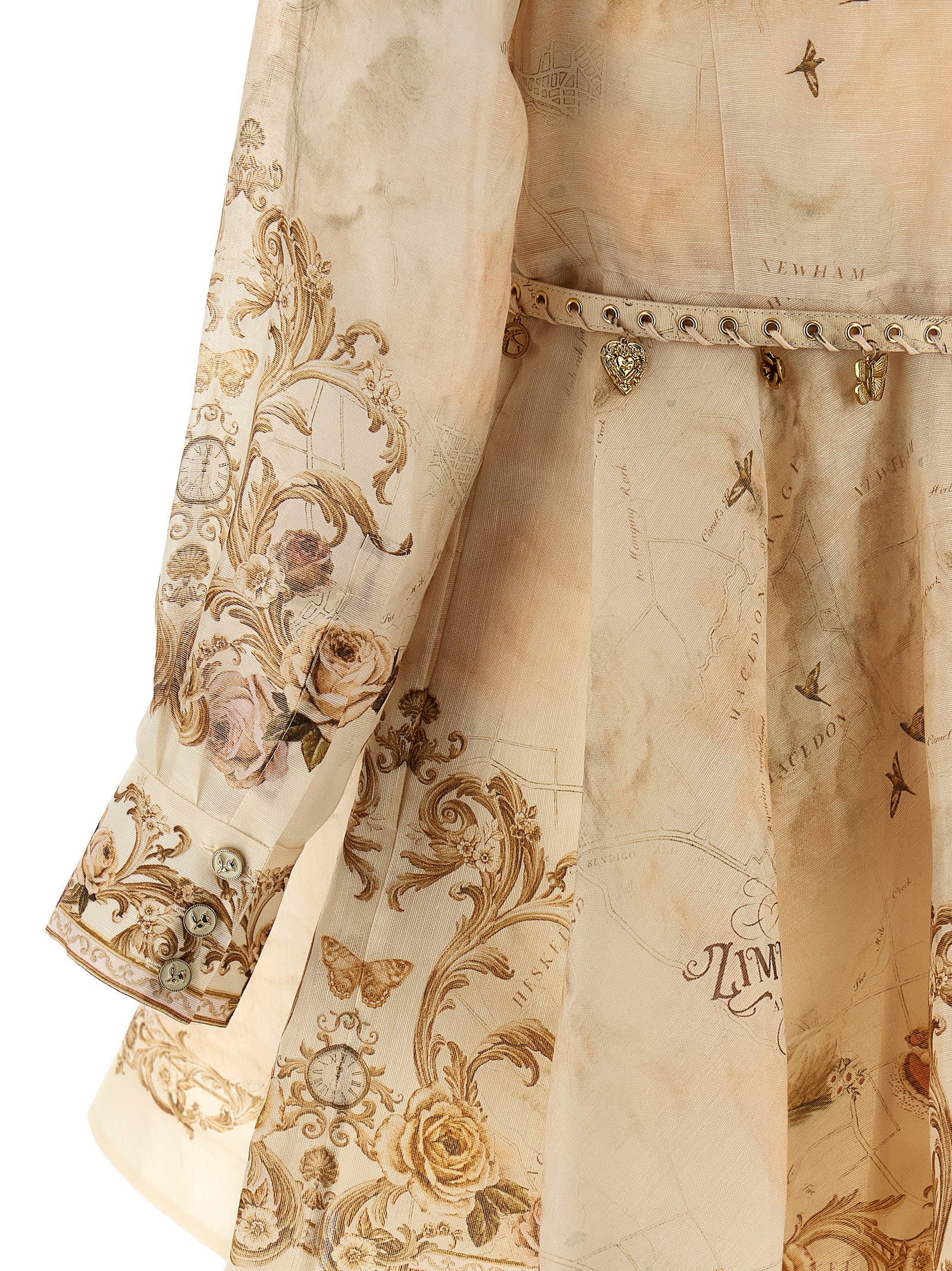 Zimmermann Memento Buttoned Dresses Beige In Brown