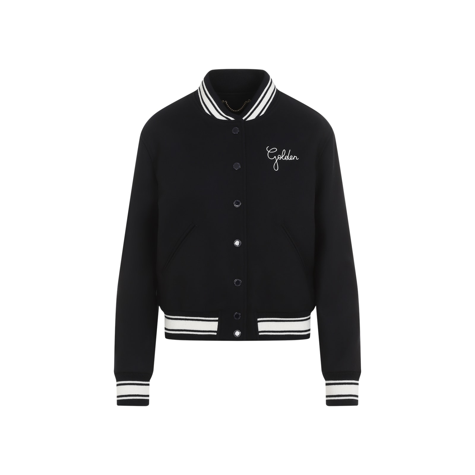 Shop Golden Goose Virgin Wool Bomber Jacket In Dark Blue