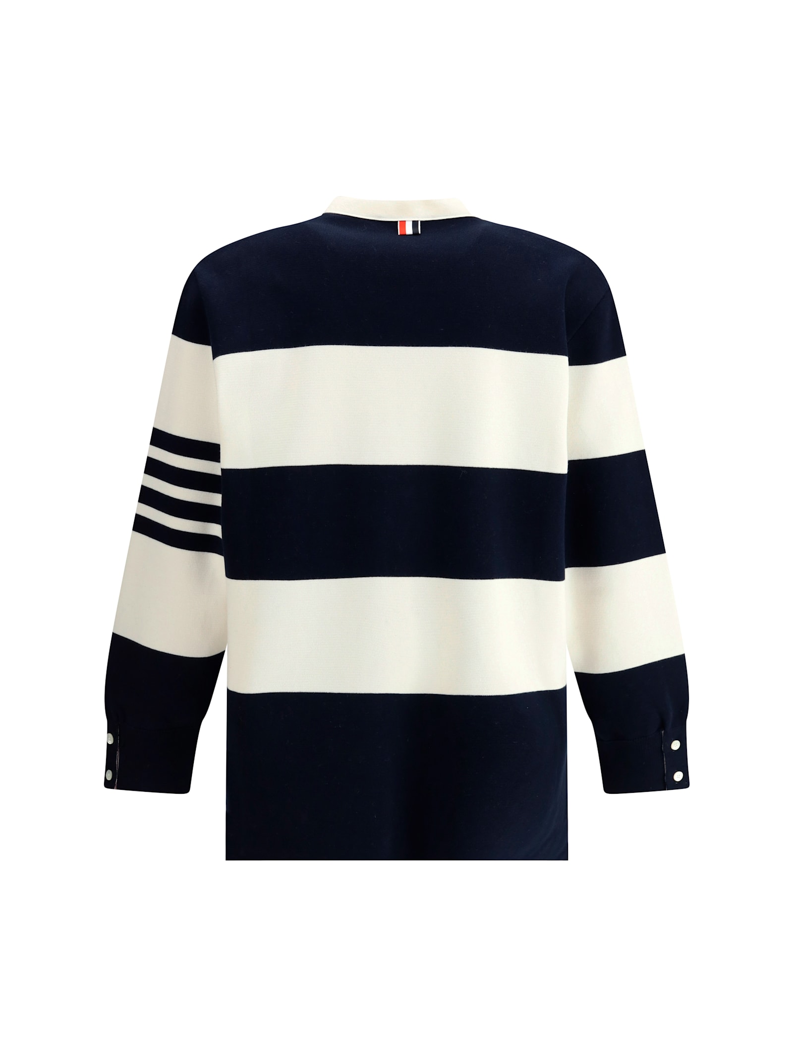Thom Browne Iconic Bands Striped Cotton Cardigan In Navy/white